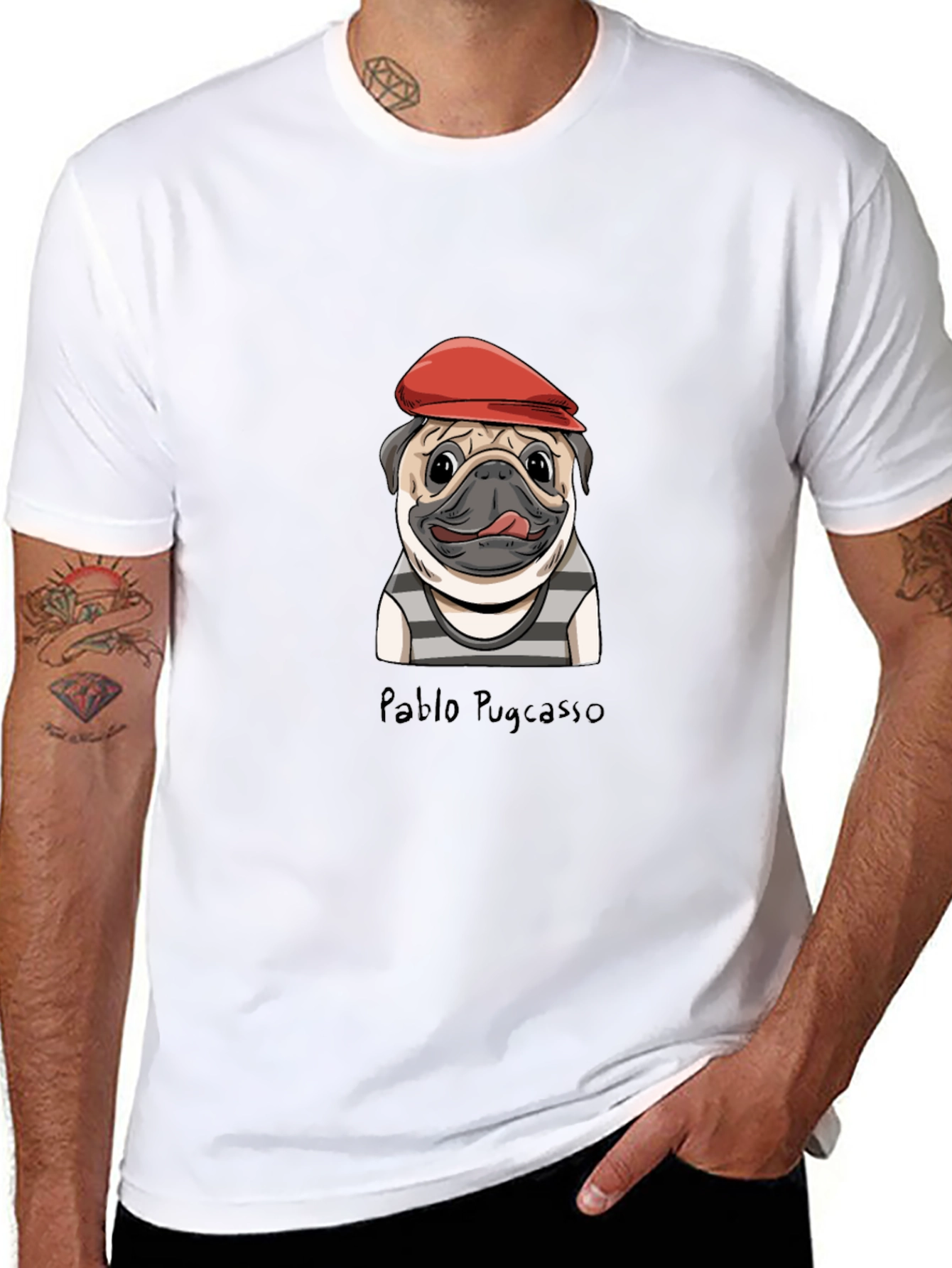 Black Pablo Pugcasso Graphic T-Shirt - Unique Dog Art Tee view 8