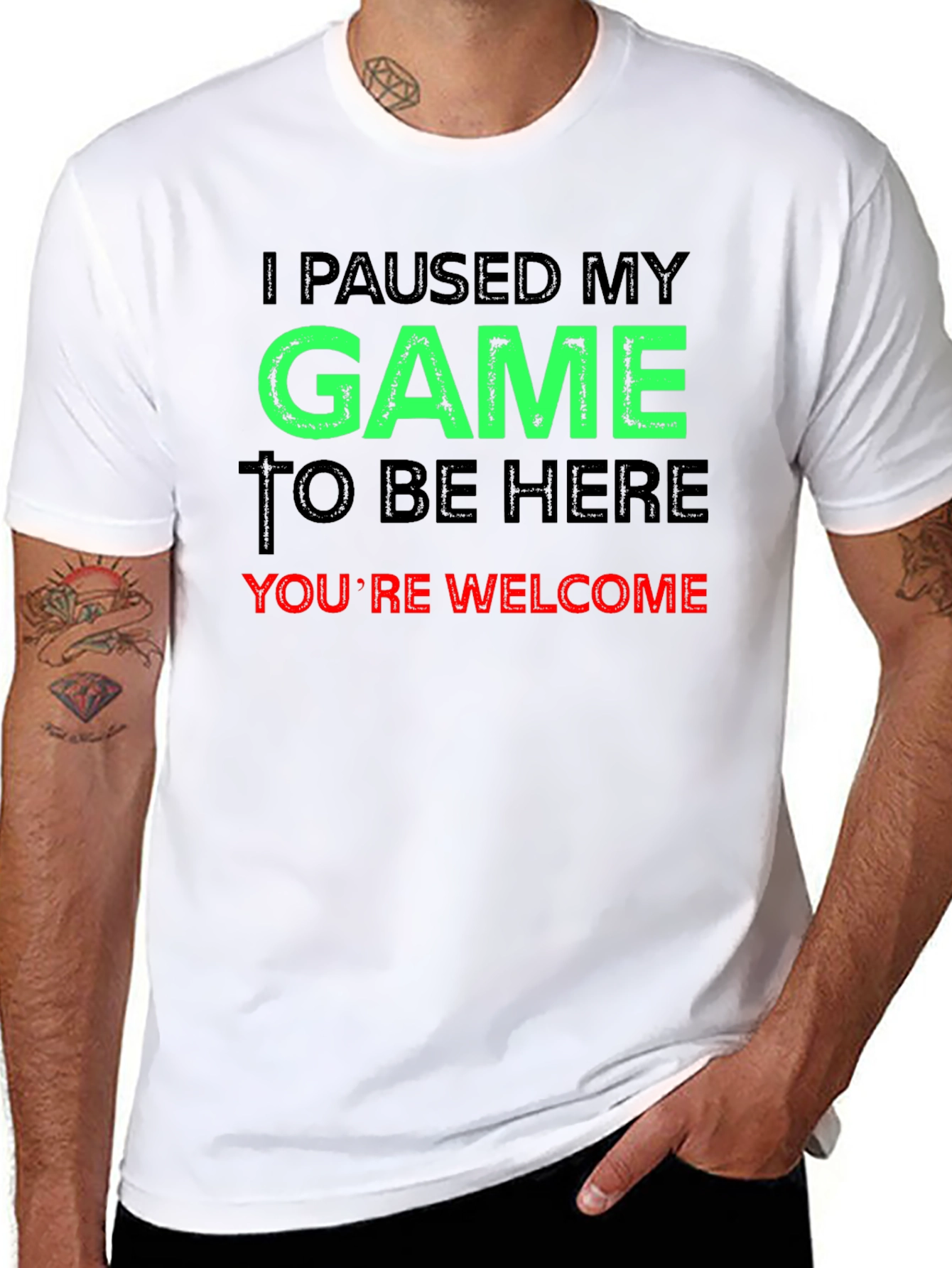 Black Funny Gamer T-Shirt - I Paused My Game view 8