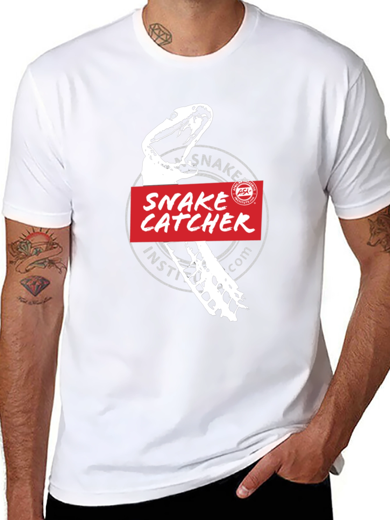 Black Snake Catcher Institute T-Shirt -  Black Cotton Tee view 8