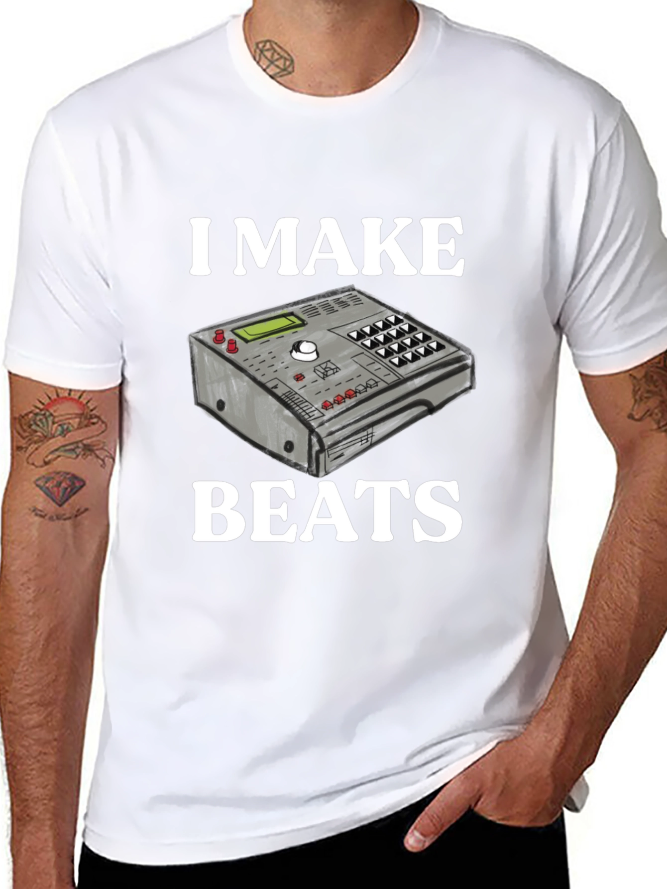 Black I Make Beats T-Shirt - Music Producer DJ view 8