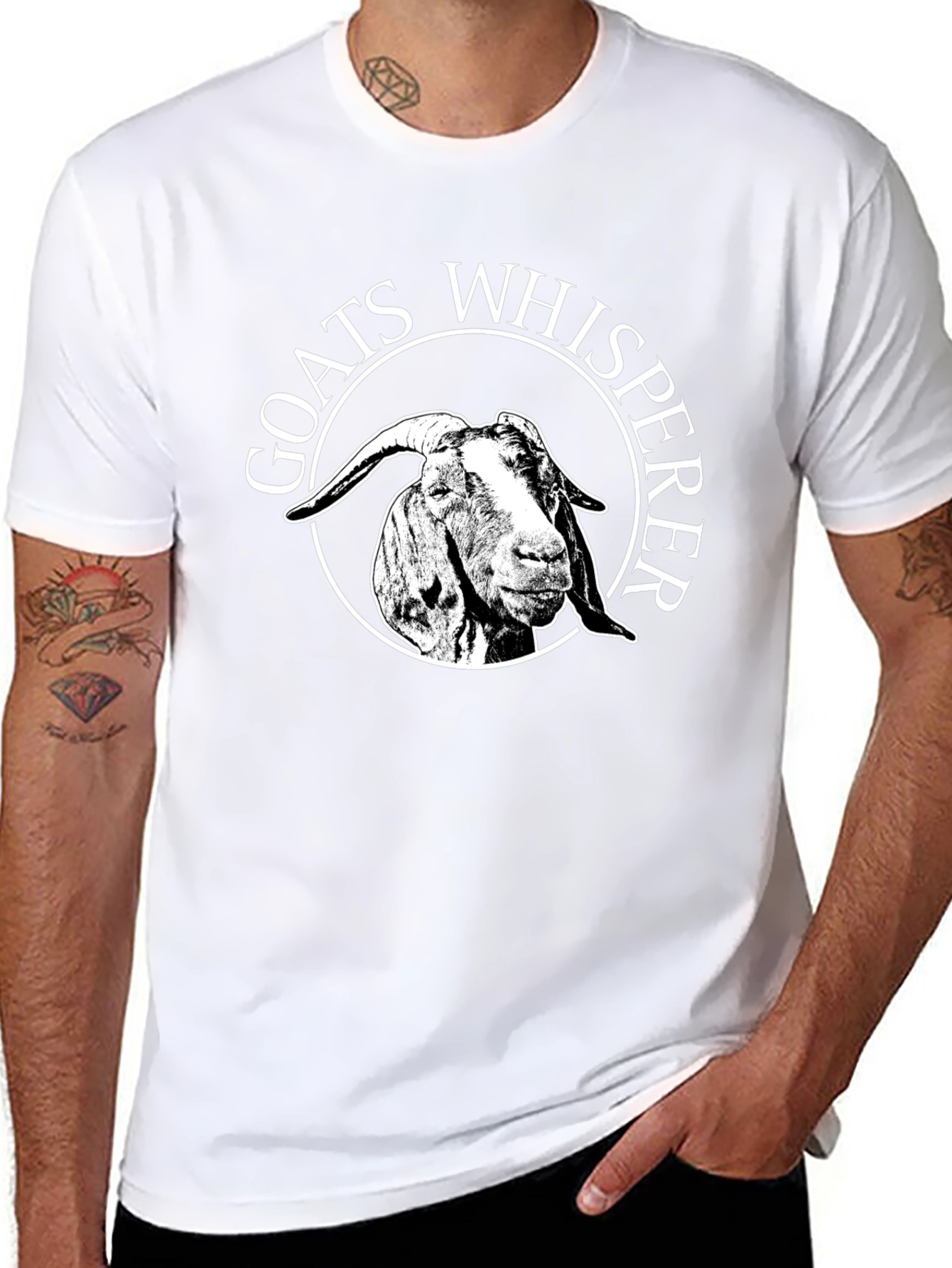 Black Goats Whisperer Graphic Tee - Black Cotton Casual T-Shirt view 8