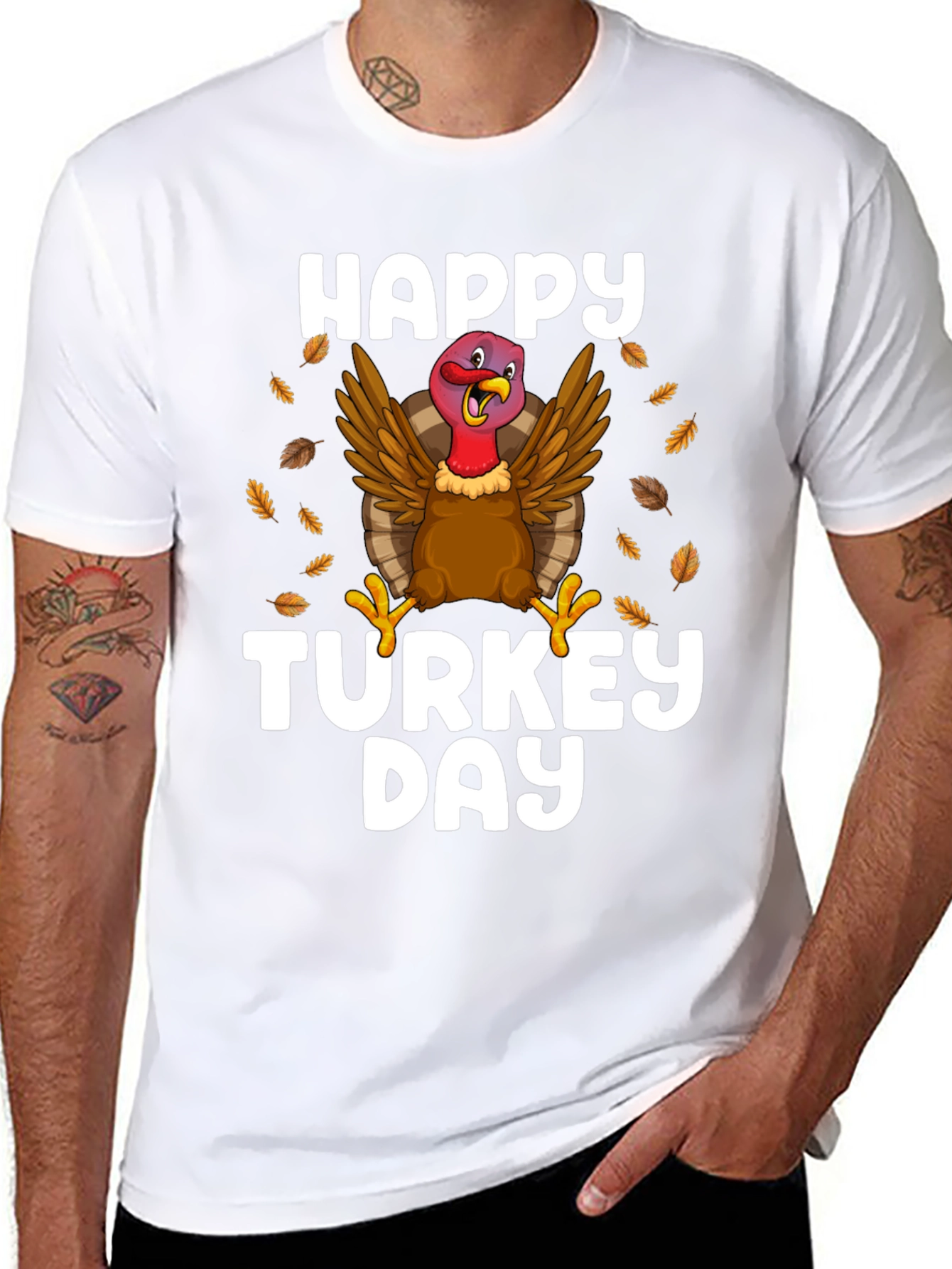 Black Happy Turkey Day Black T-Shirt view 8