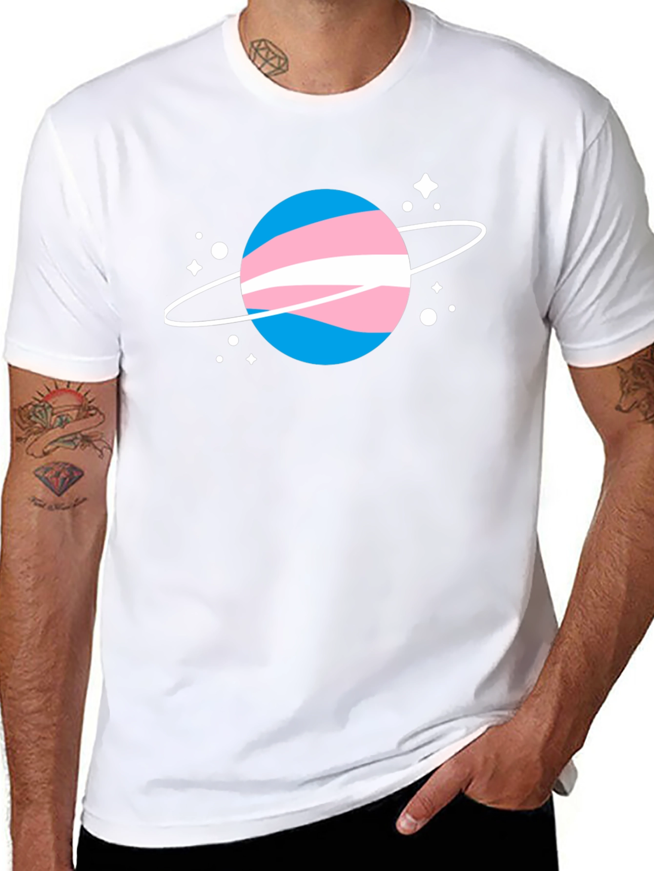 Black Transgender Pride Planet T-Shirt - Unisex view 8