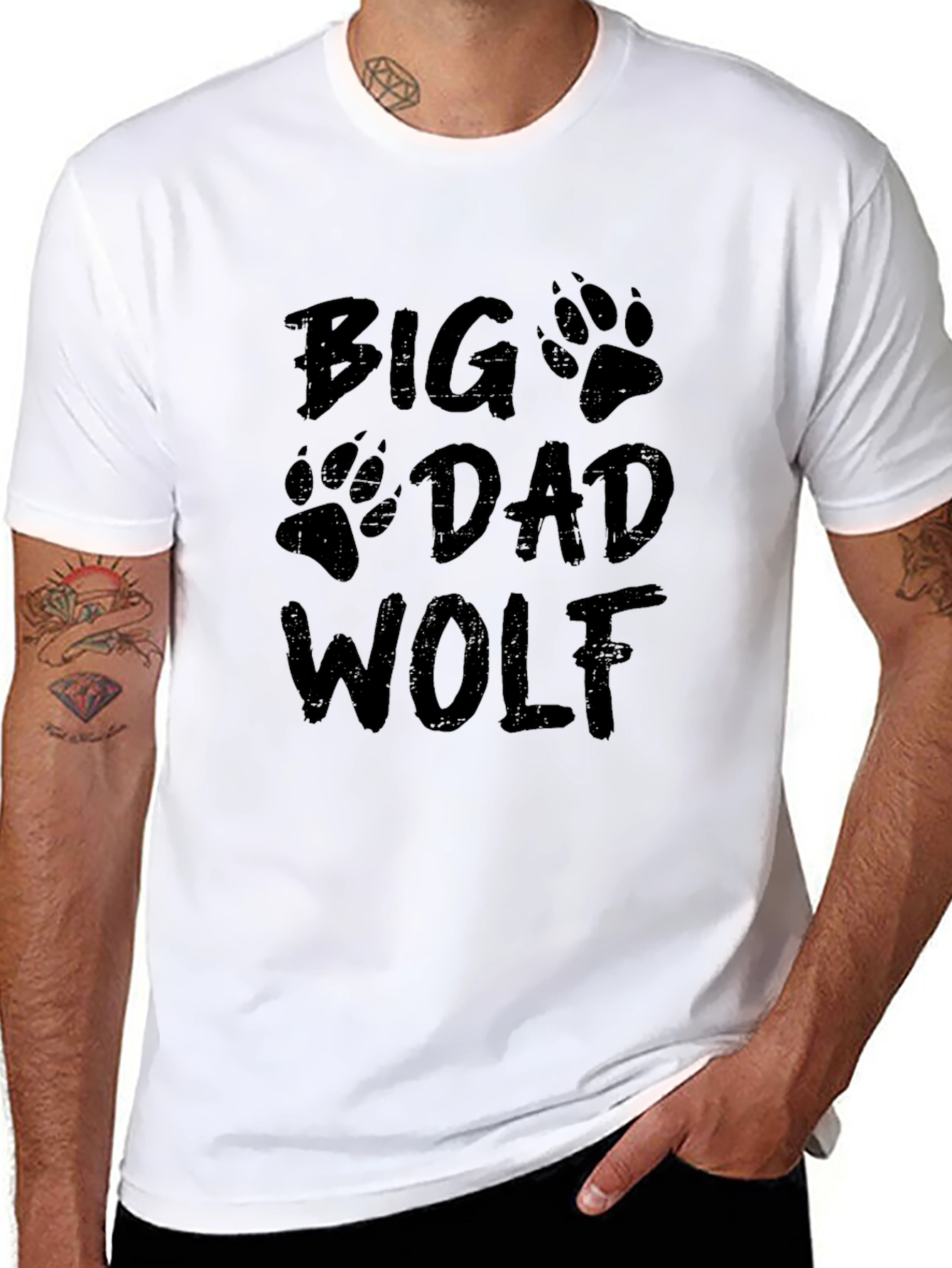 Black Big Dad Wolf Graphic Tee - Black view 8