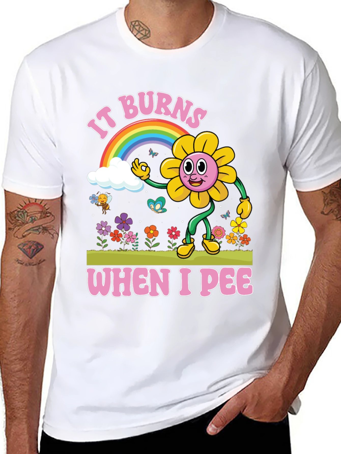 Black It Burns When I Pee Graphic T-Shirt view 8