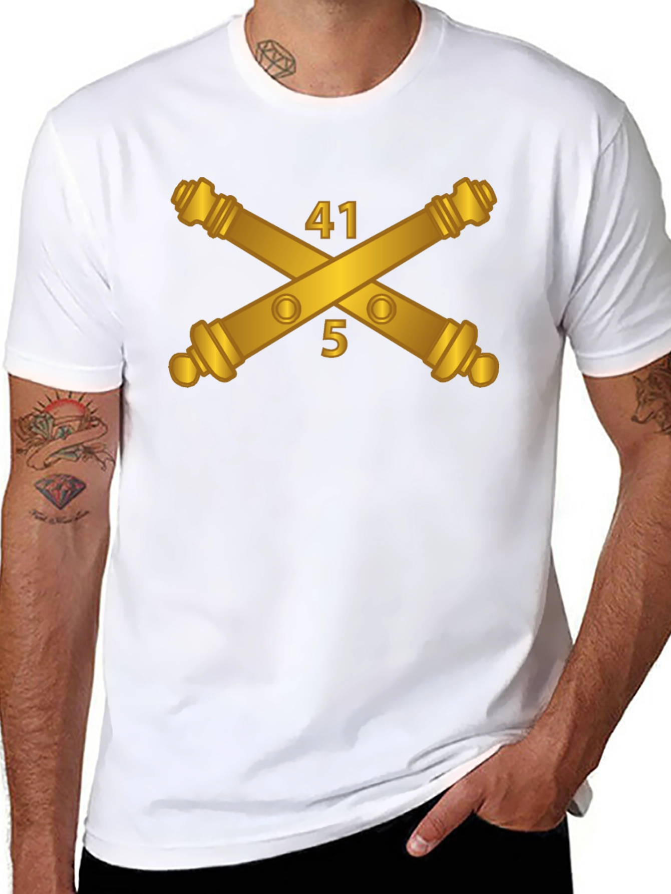 Black 41st Field Artillery Regiment Crossed Cannons T-Shirt view 8