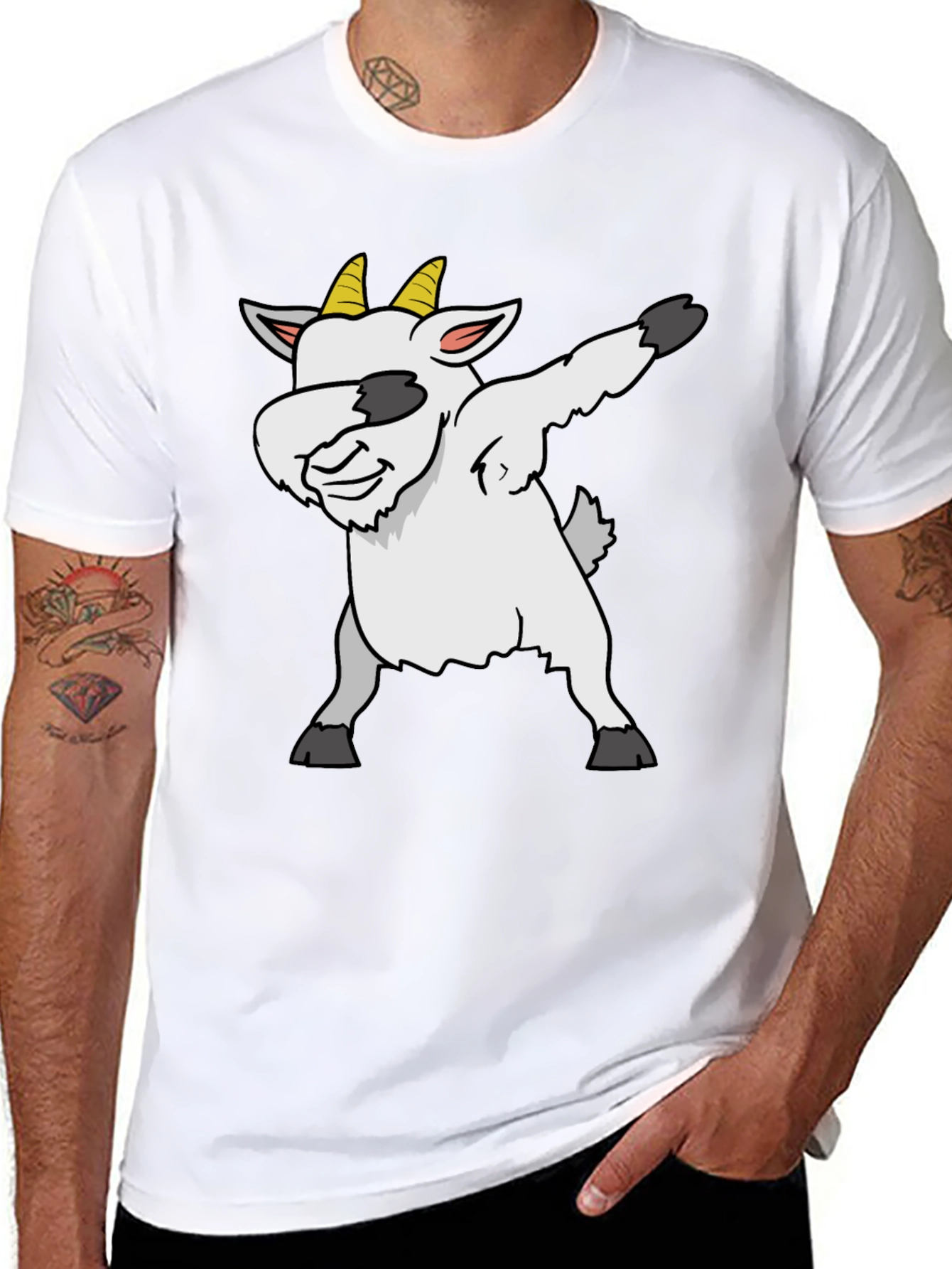 Black Dabbing Goat Graphic Tee - Black T-Shirt view 8