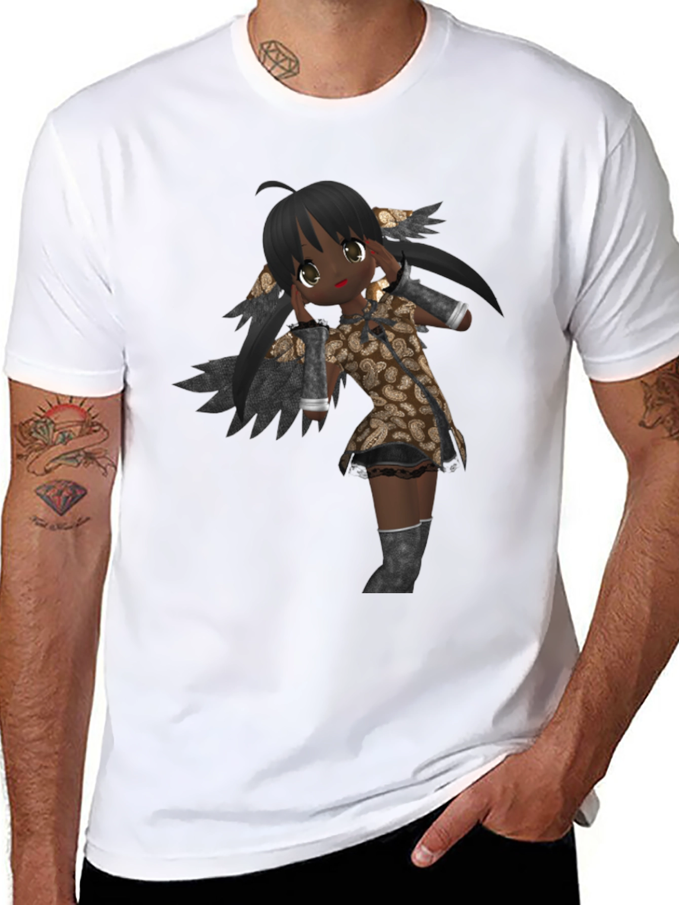 Black Anime Graphic Print Black T-Shirt view 8
