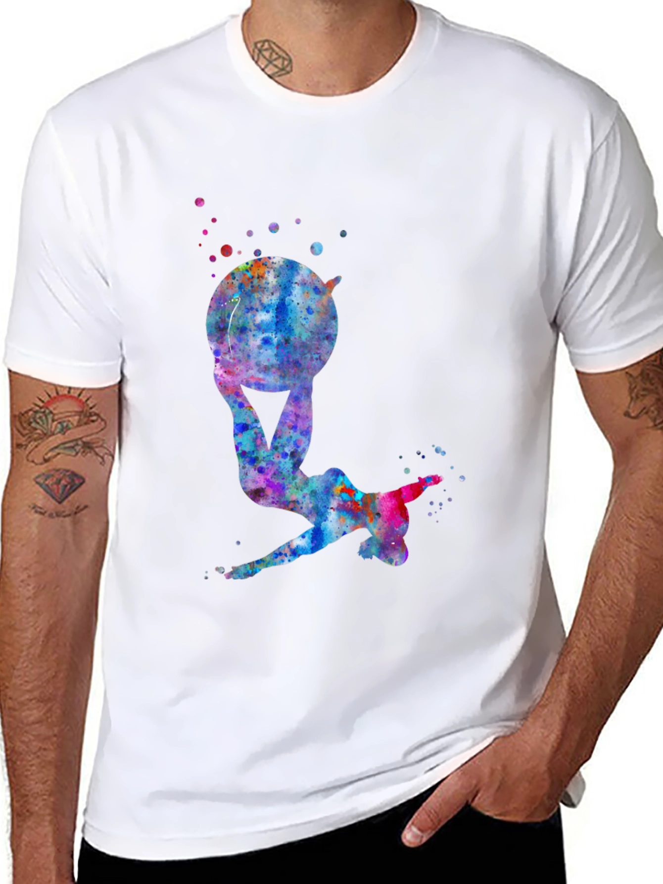 Black Gymnast Watercolor Black T-Shirt view 8