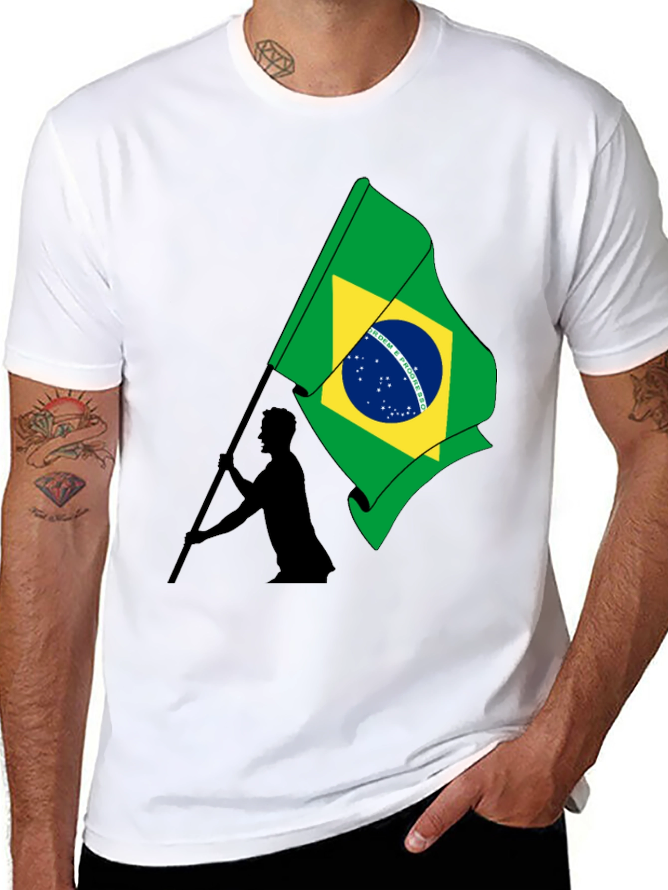 Black Brazil Flag Graphic T-Shirt - Menswear view 8