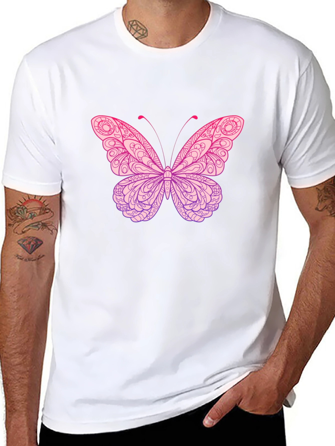 Black Butterfly Graphic Print Black T-Shirt view 8