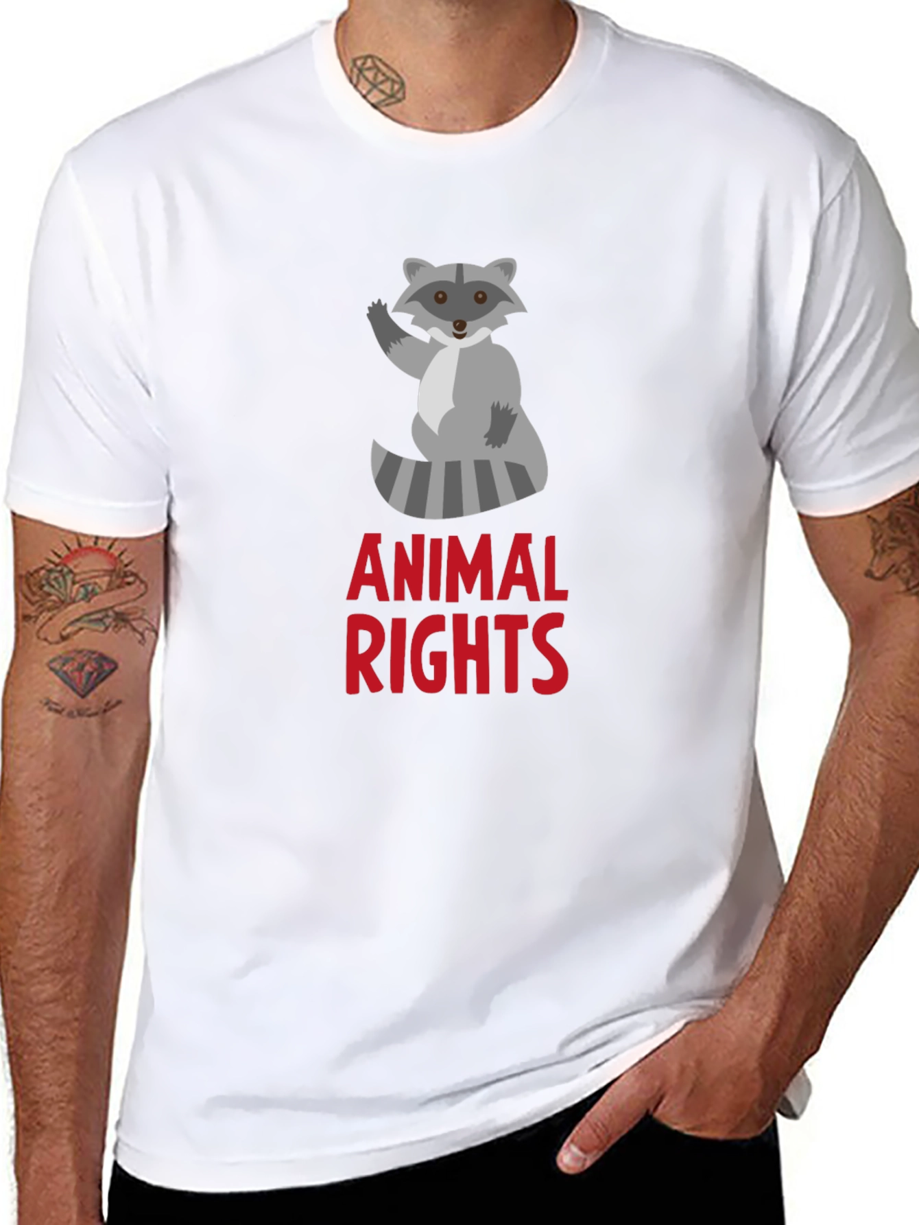 Black Animal Rights Raccoon Graphic Tee view 8