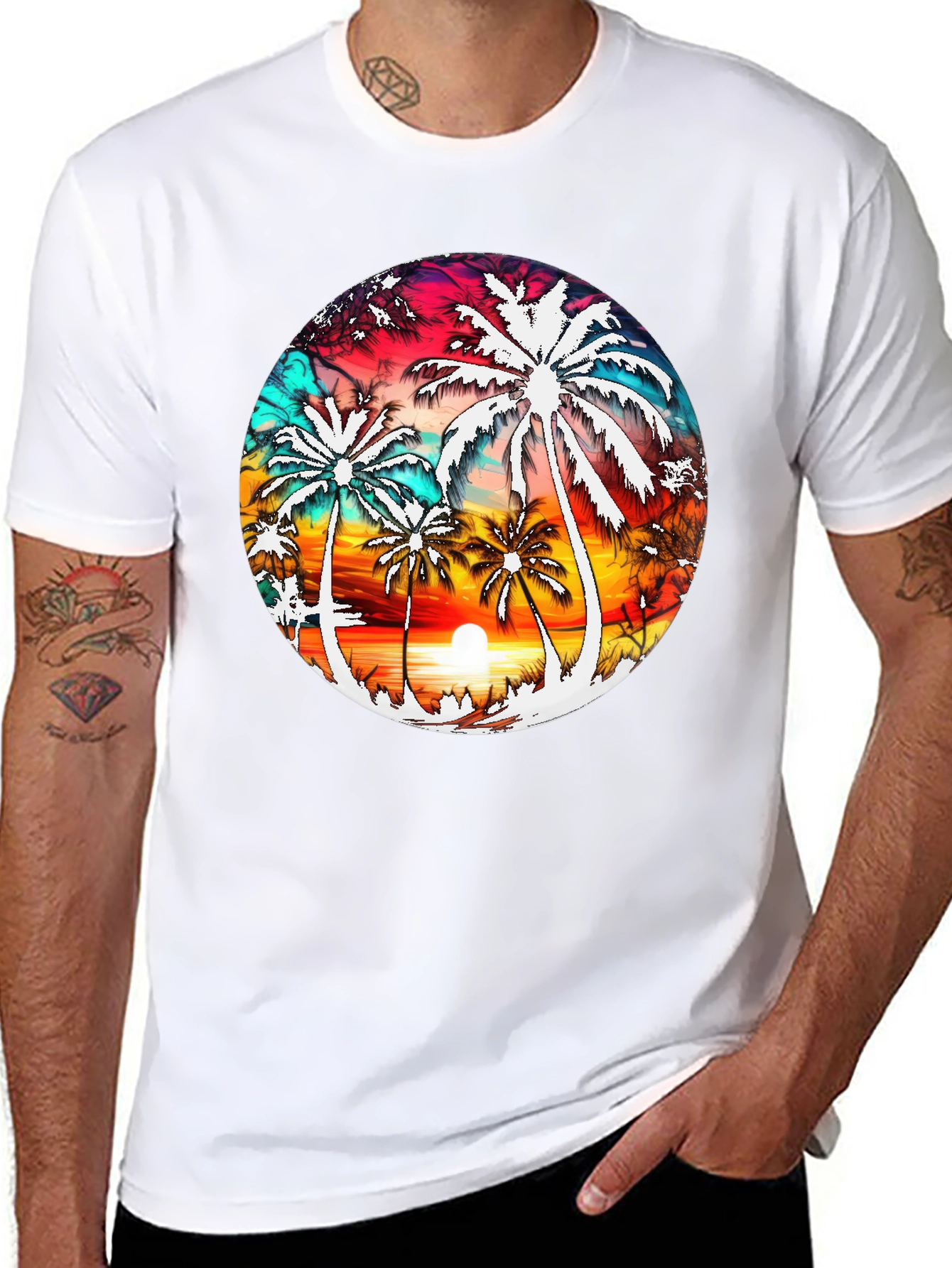 Black Sunset Palm Tree Graphic Tee - Tropical Vibe view 8