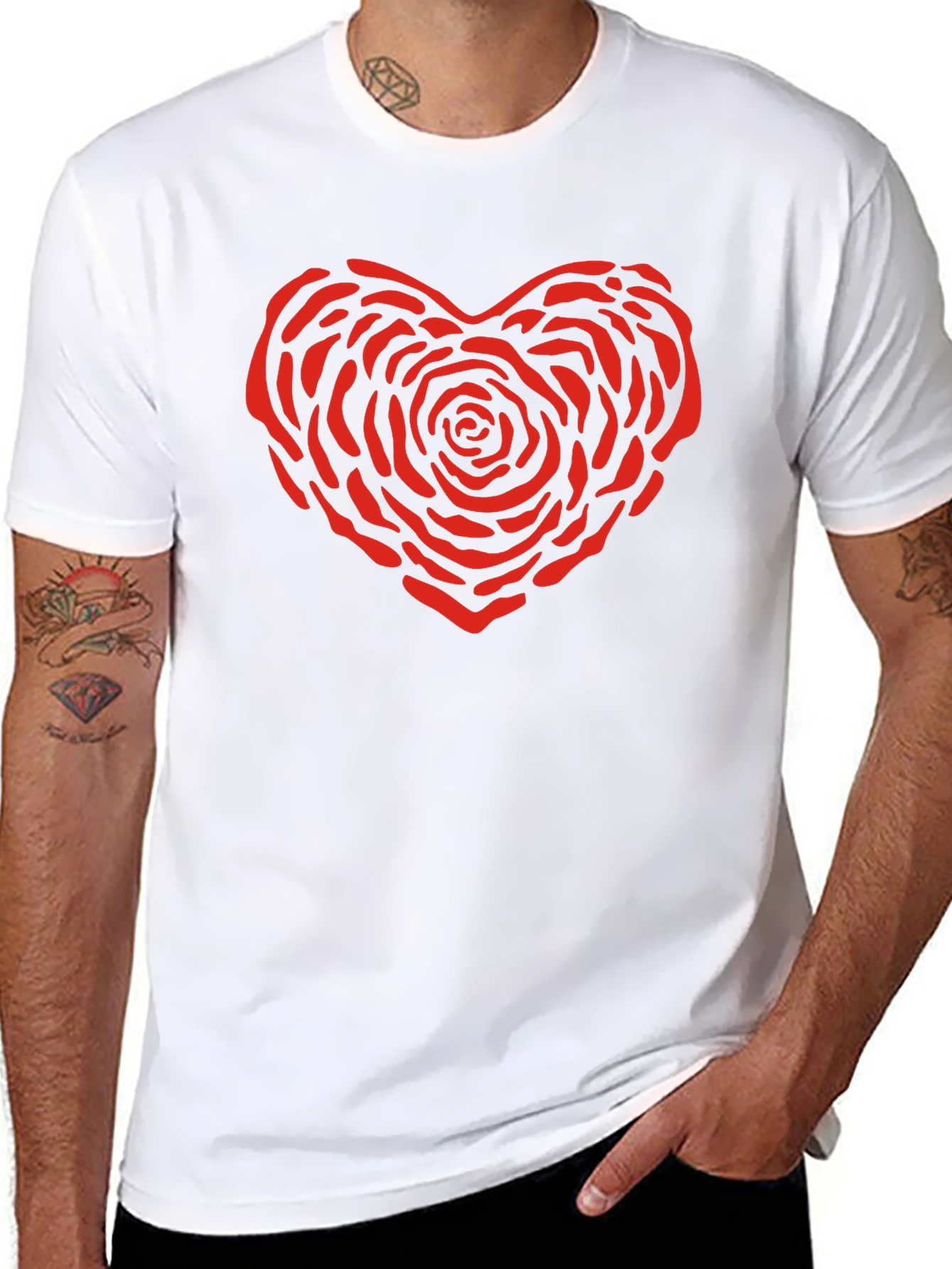 Black Heart Rose Graphic Tee - Black view 8