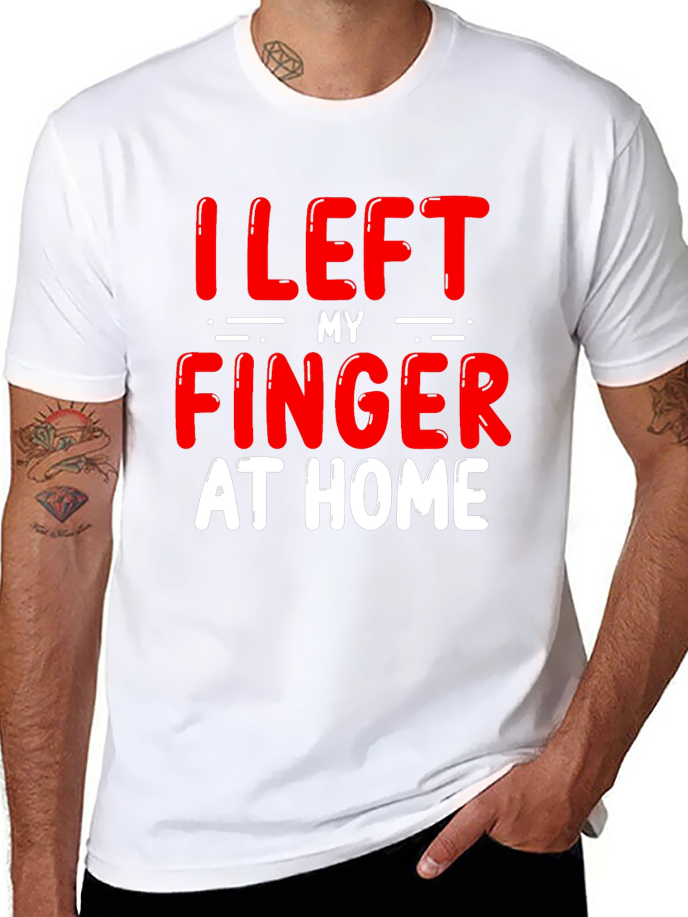 Black Funny "I Left My Finger at Home" T-Shirt view 8