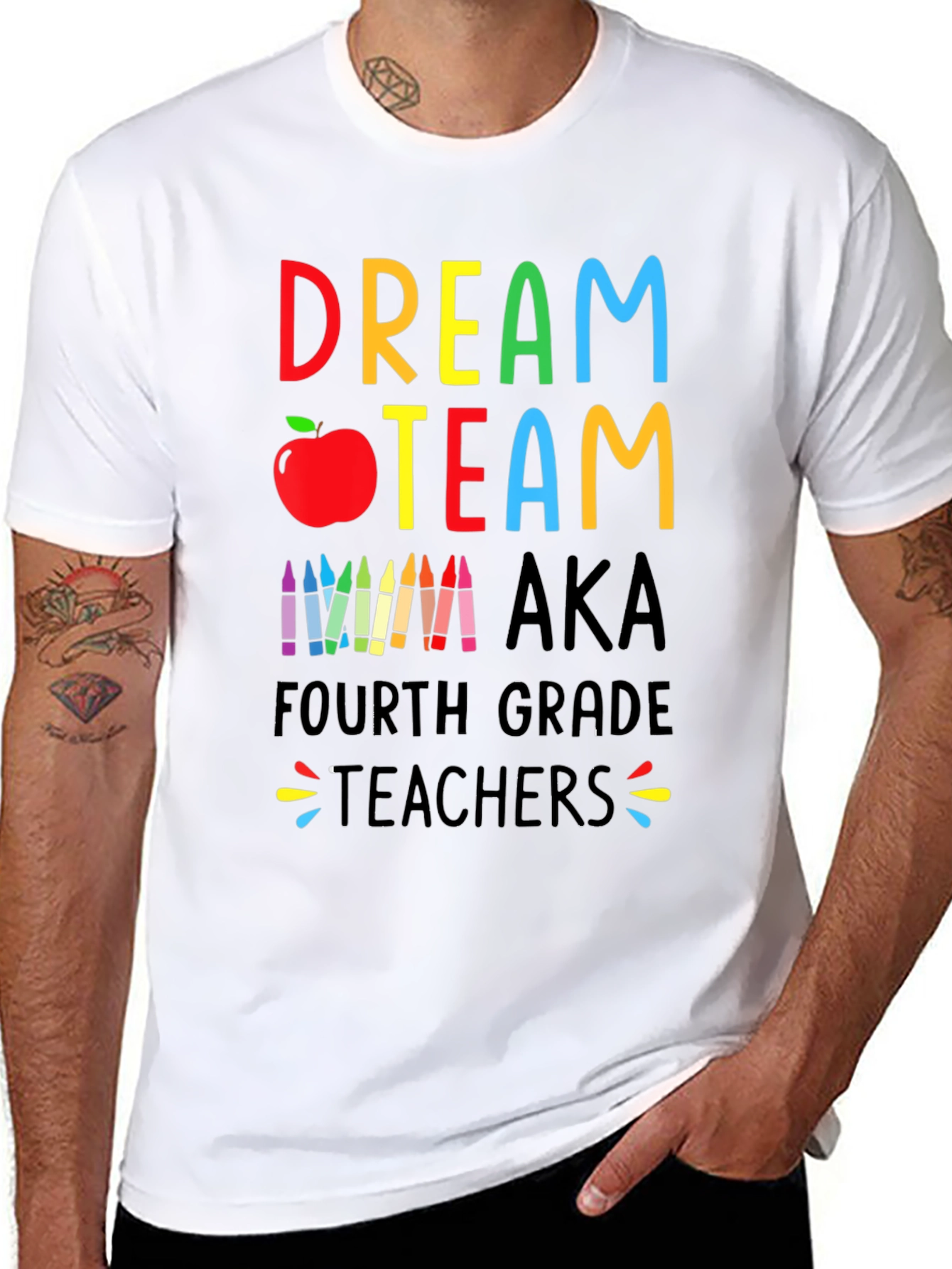 Black Dream Team Teacher Shirt - Fourth Grade view 8