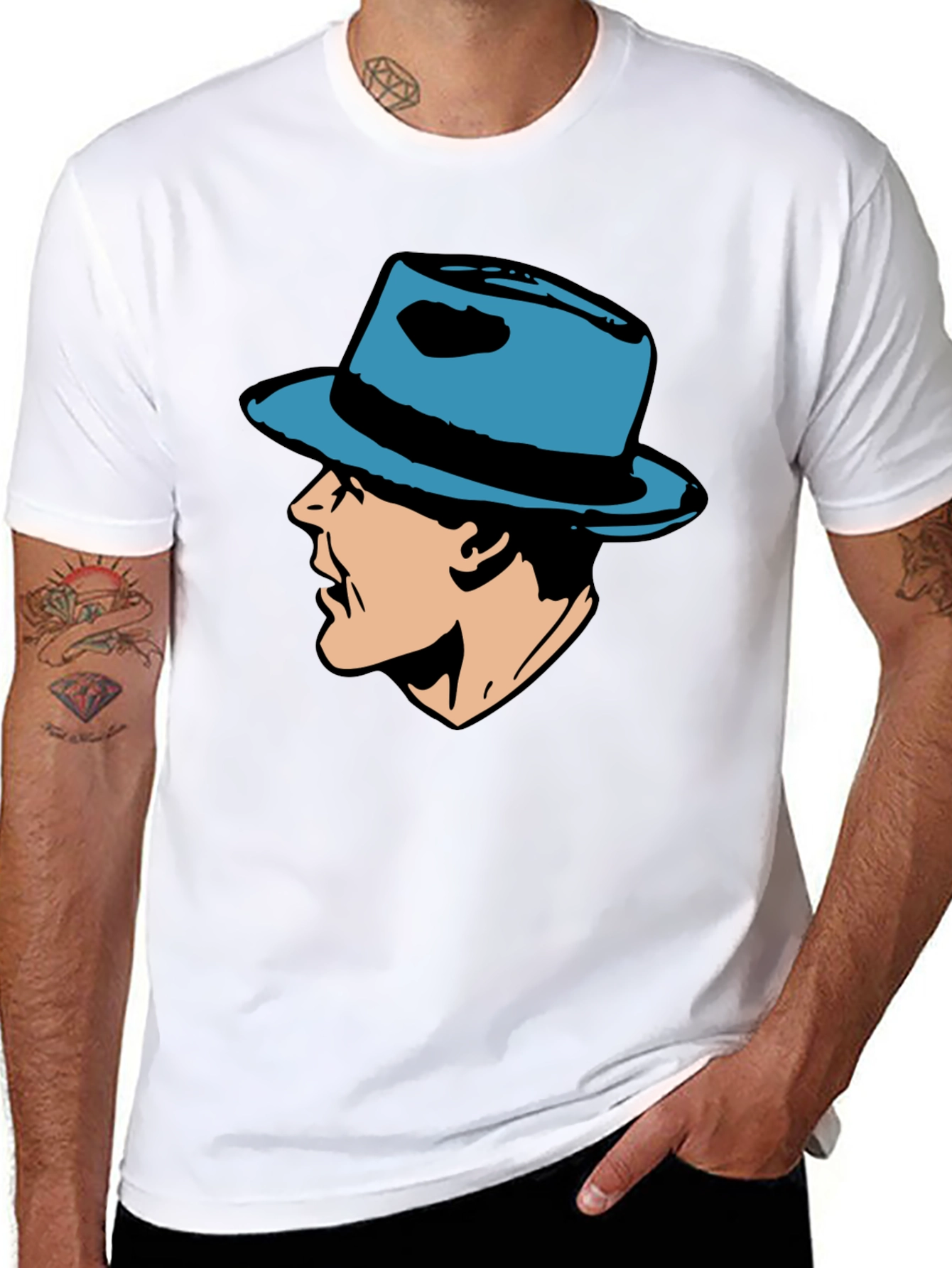 Black Retro Detective T-Shirt - Classic Comic Style Tee view 8