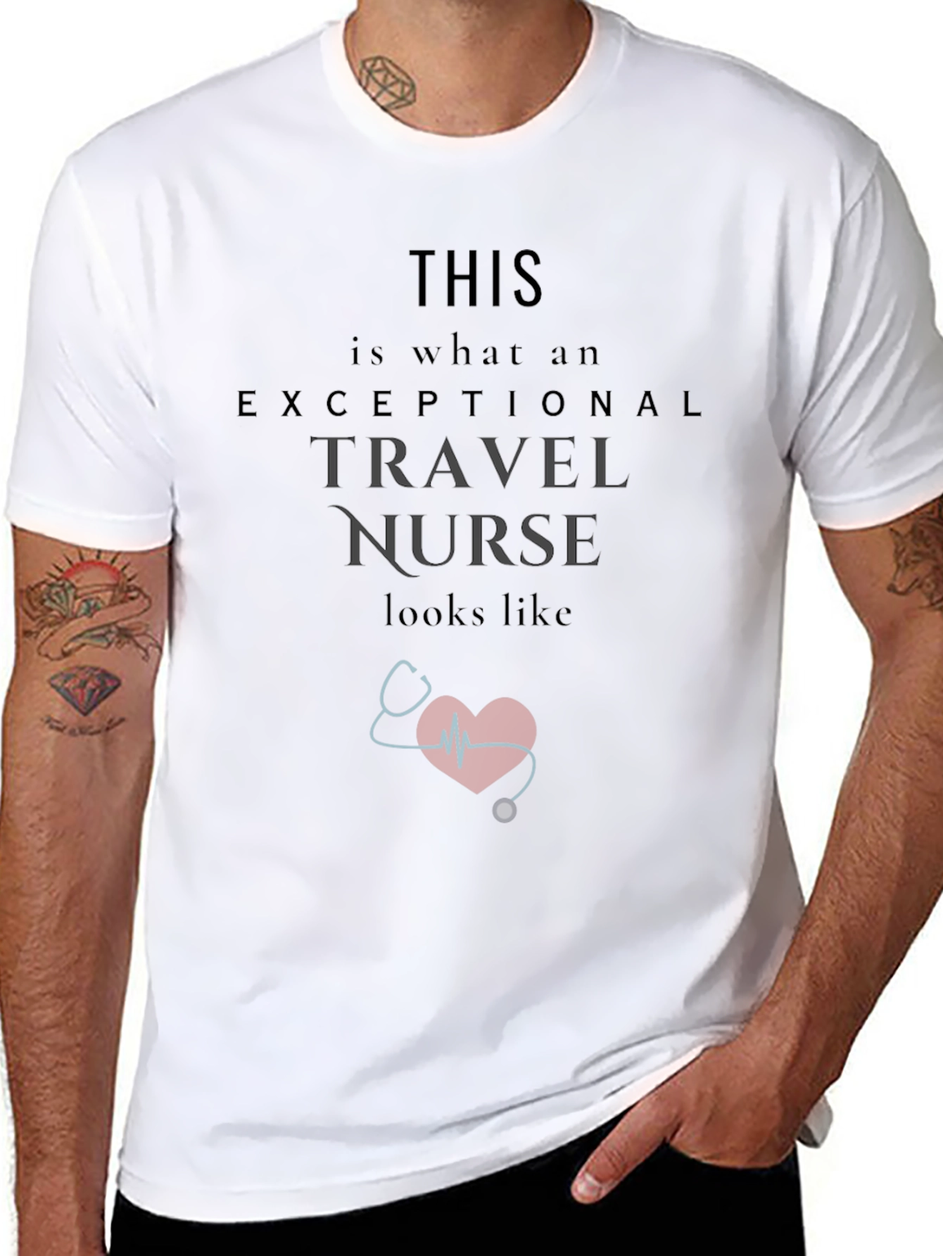 Black Exceptional Travel Nurse T-Shirt view 8