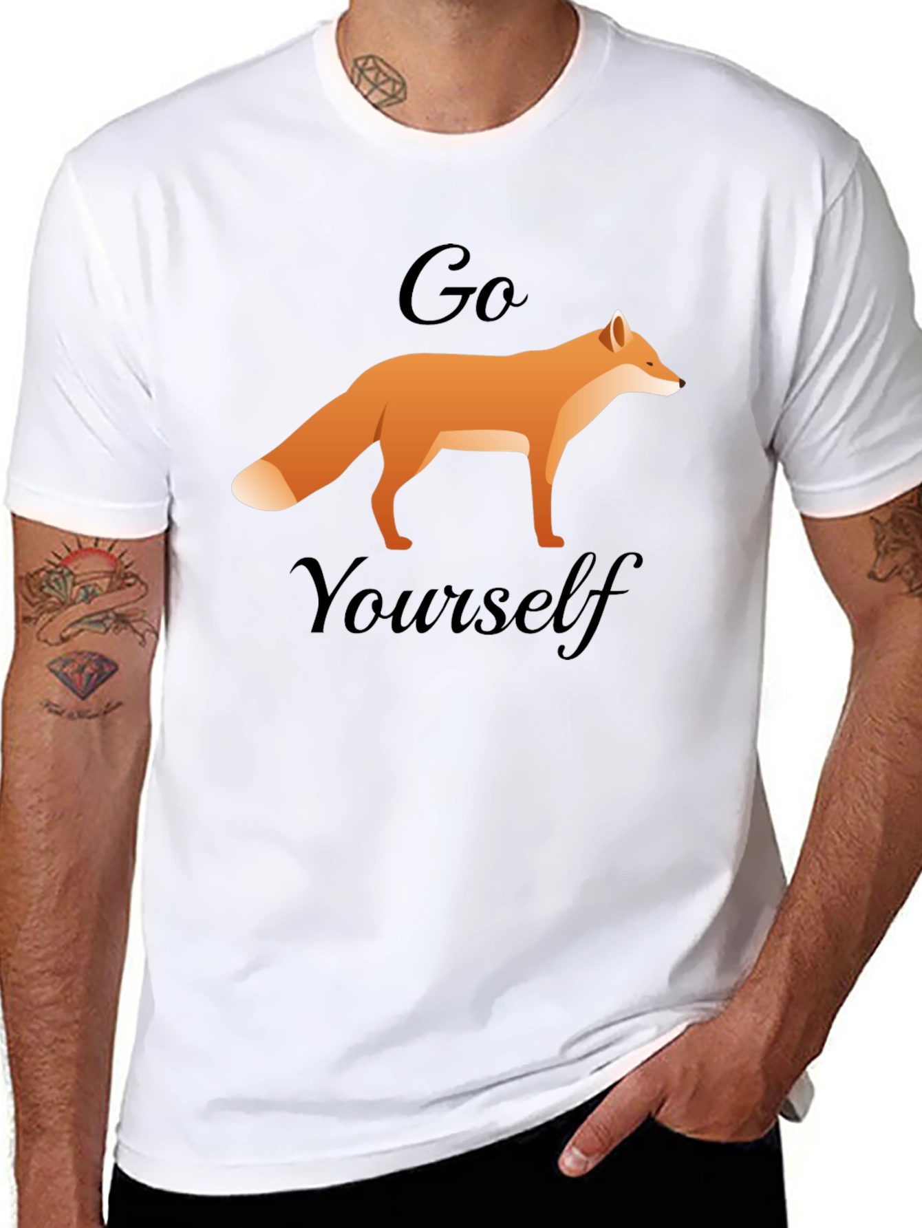 Black Go Fox Yourself T-Shirt - Funny Animal Tee view 8
