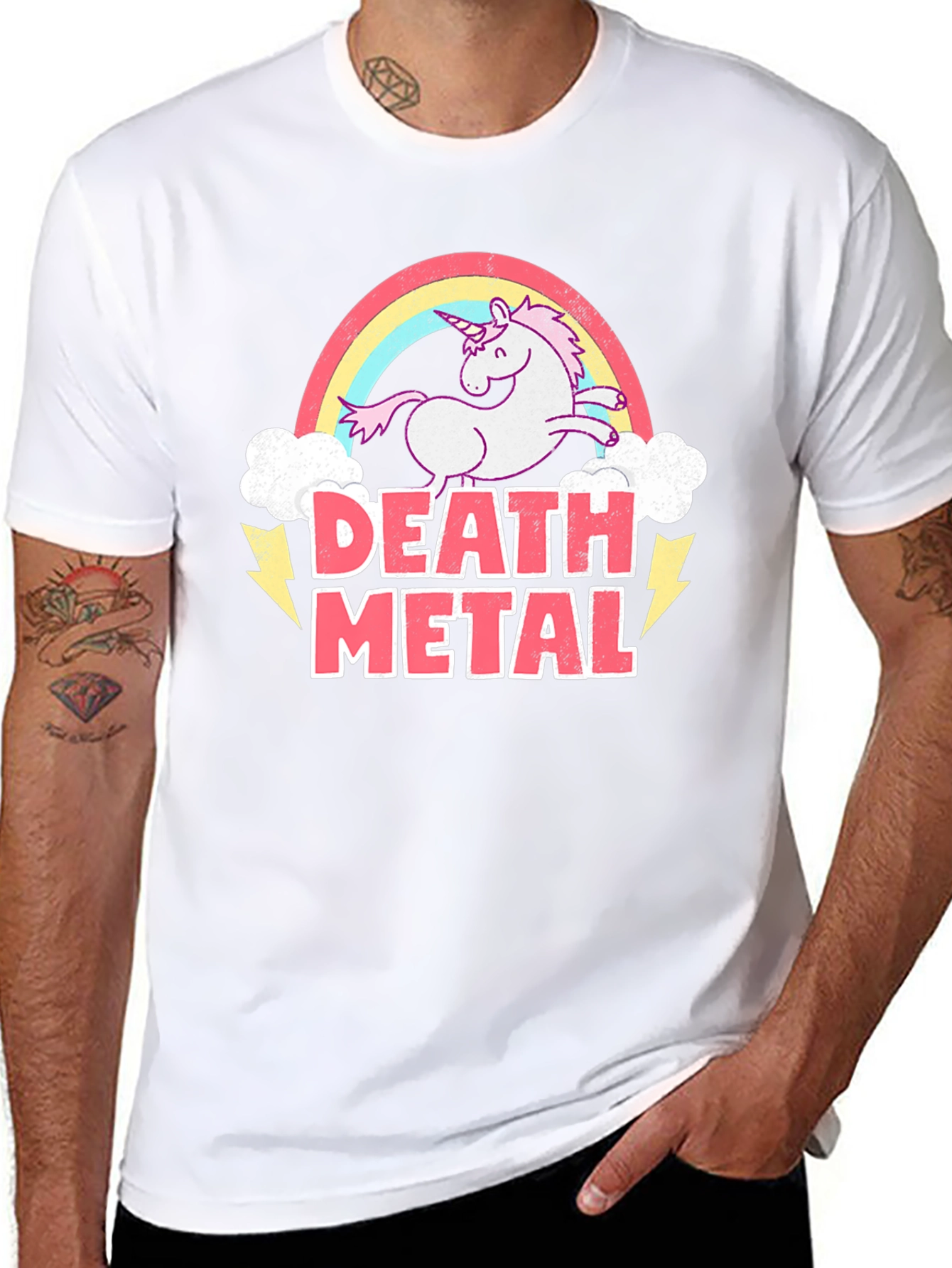 Black Death Metal Unicorn T-Shirt - Black Cotton Tee view 8