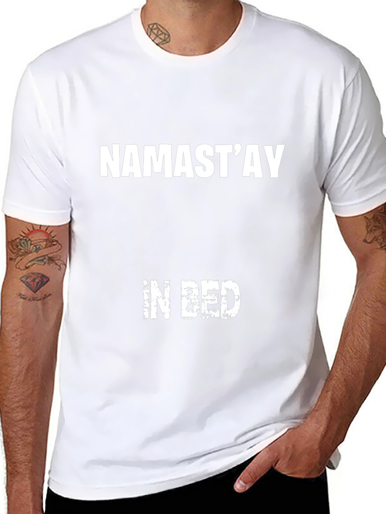 Black Namast'ay In Bed Graphic Tee - Black view 8