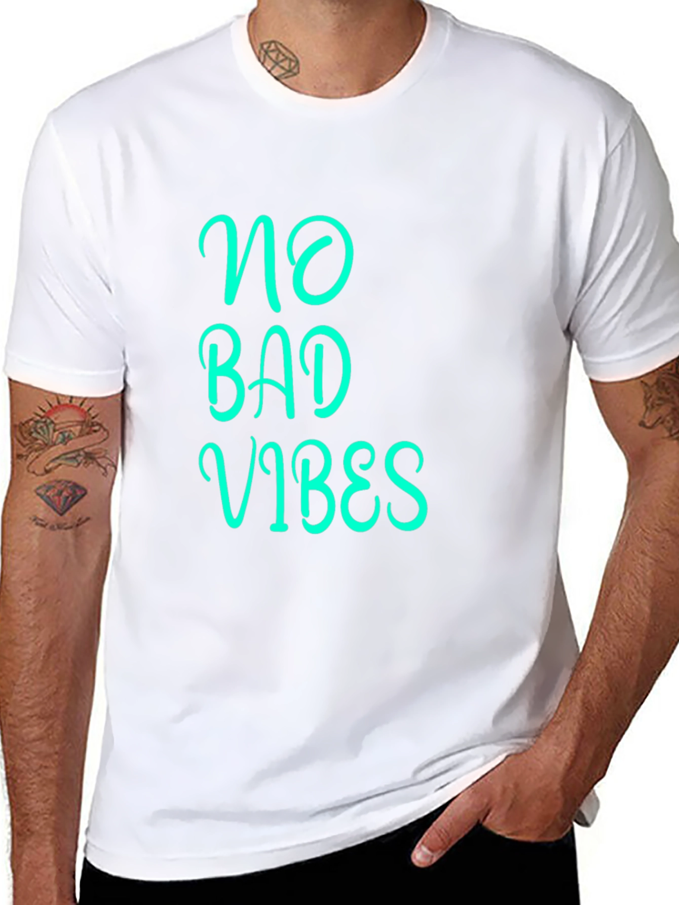 Black No Bad Vibes Graphic Tee - Black Cotton Blend view 8