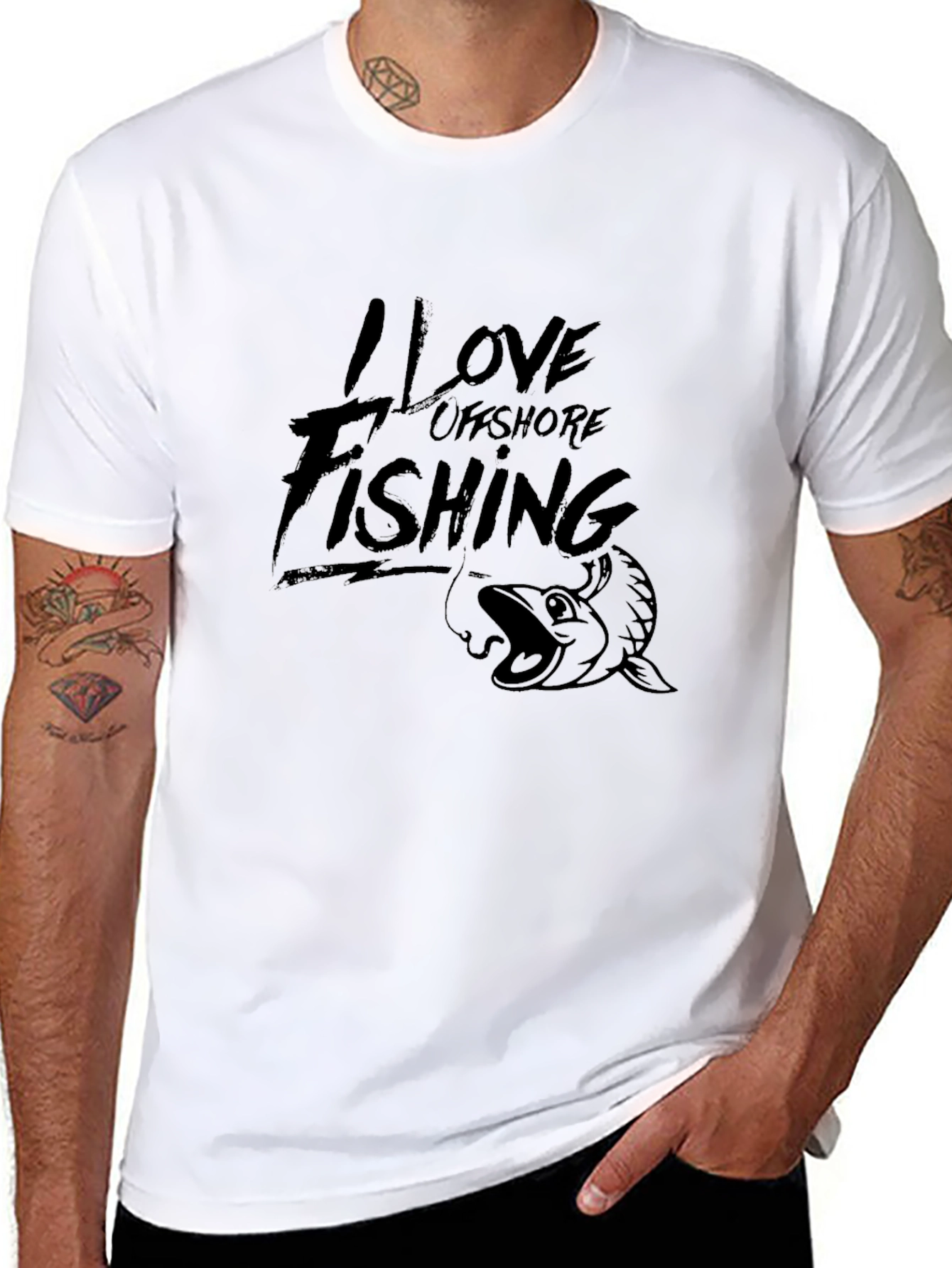 Black I Love Offshore Fishing Black T-Shirt view 8