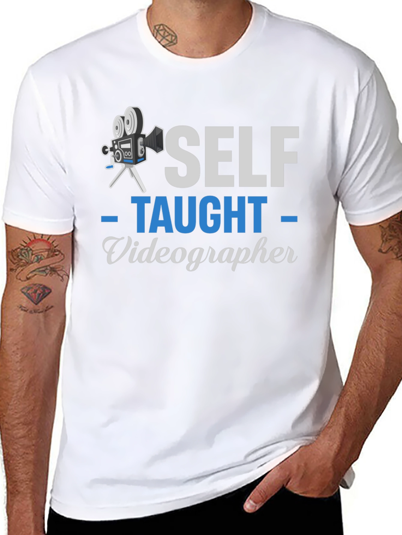 Black Self Taught Videographer Graphic Tee view 8