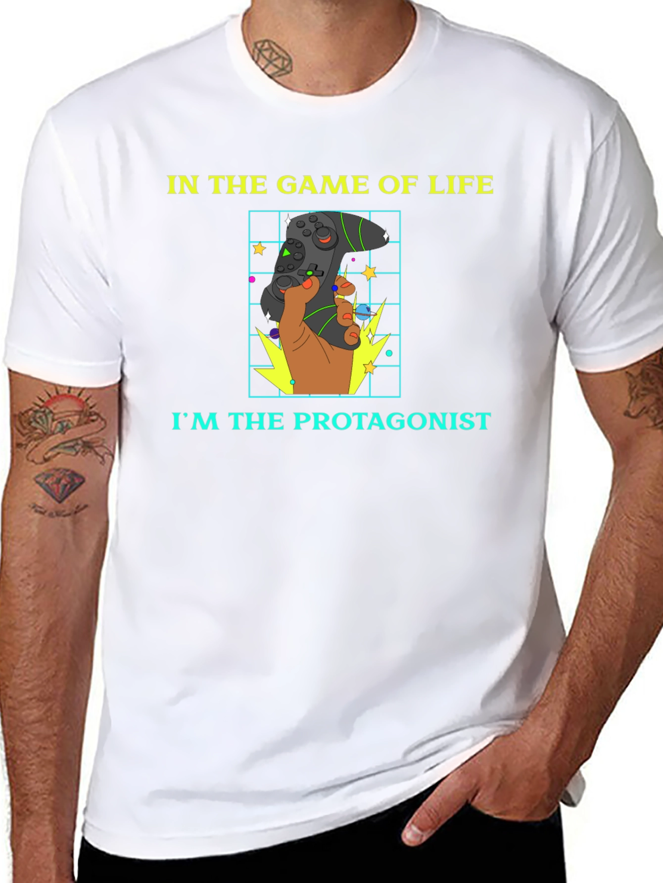 Black Gamer Life Protagonist Graphic T-Shirt view 8