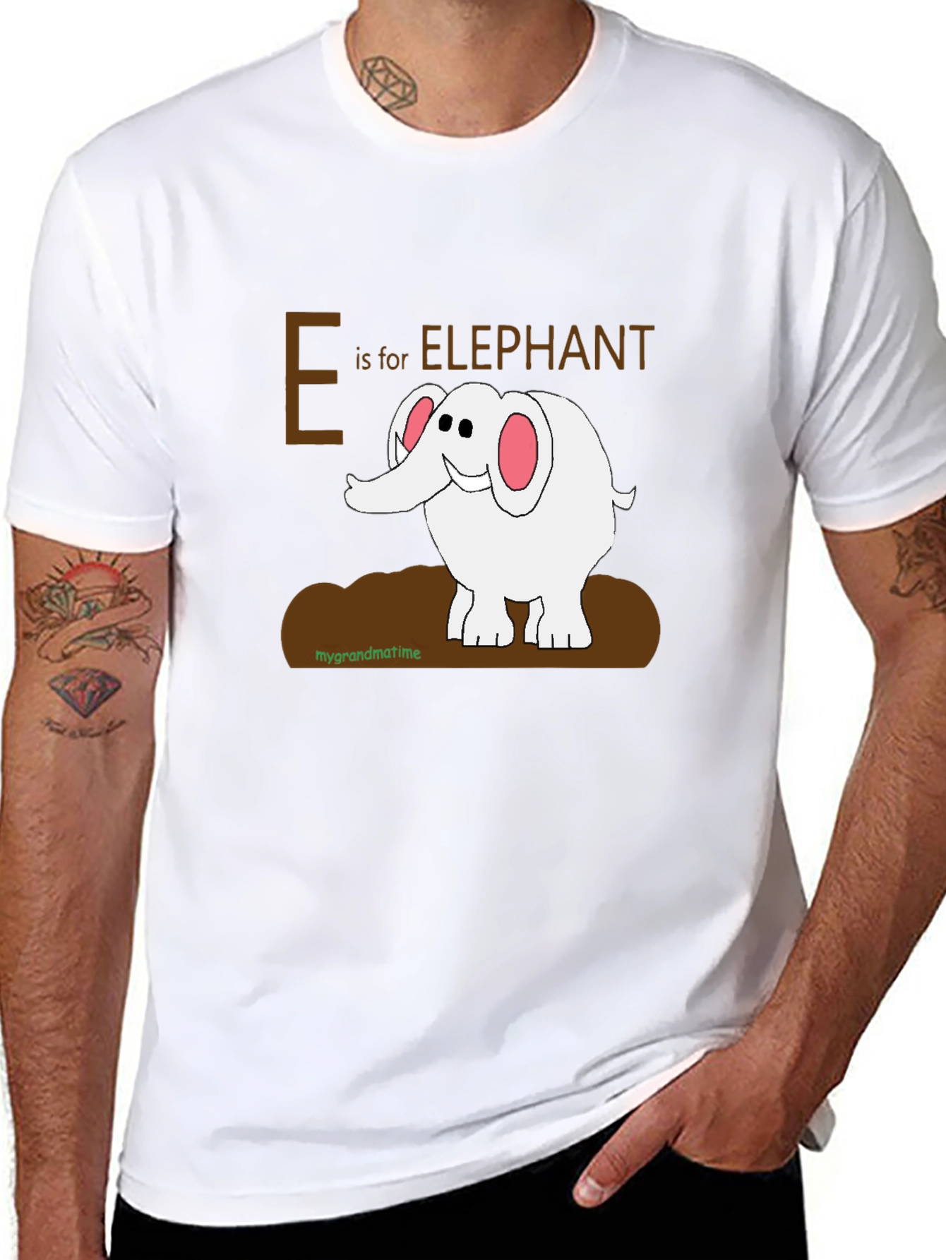 Black E is for Elephant Graphic T-Shirt view 8