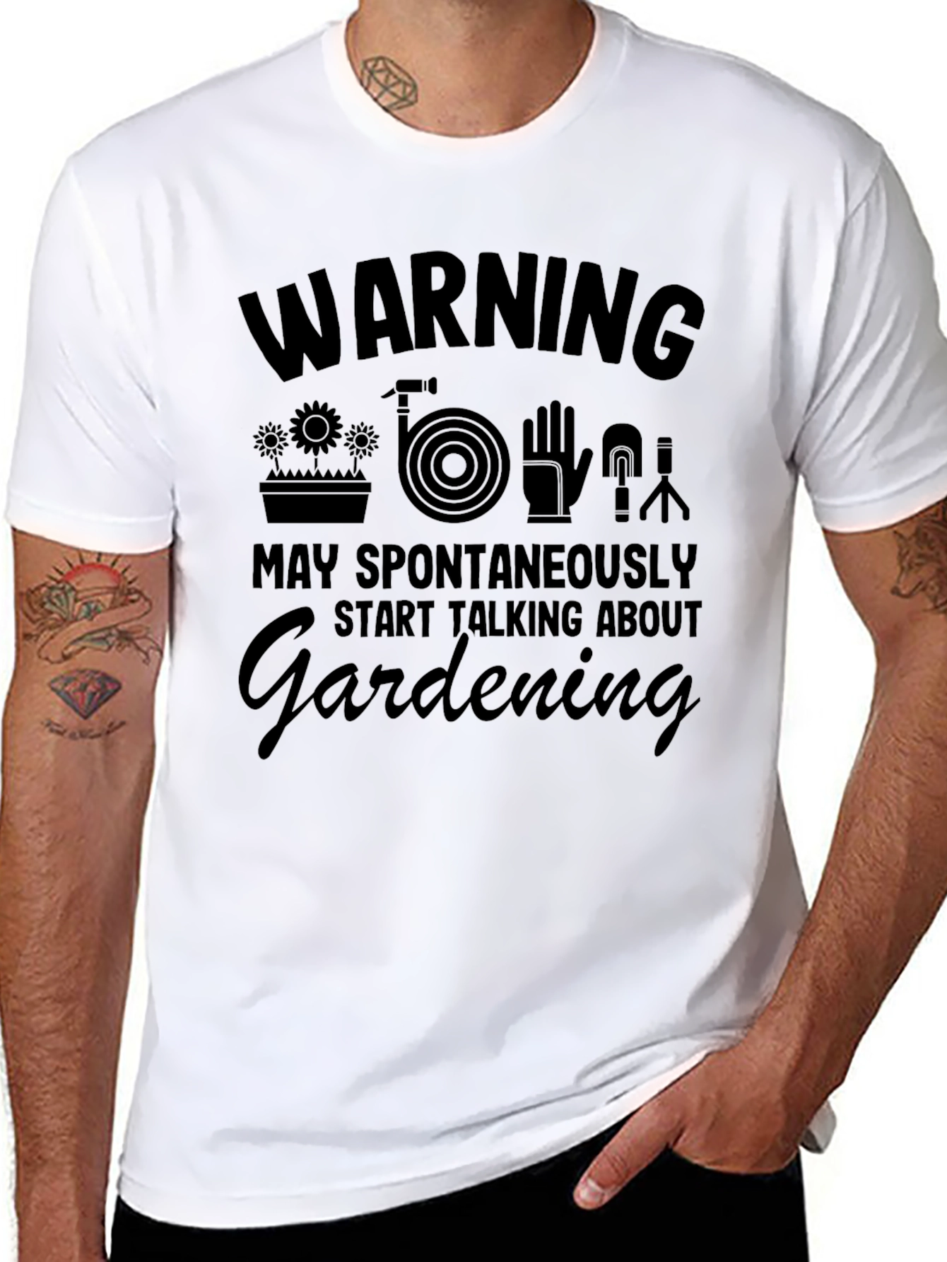 Black Warning Gardening T-Shirt - Funny Gardener Gift view 8