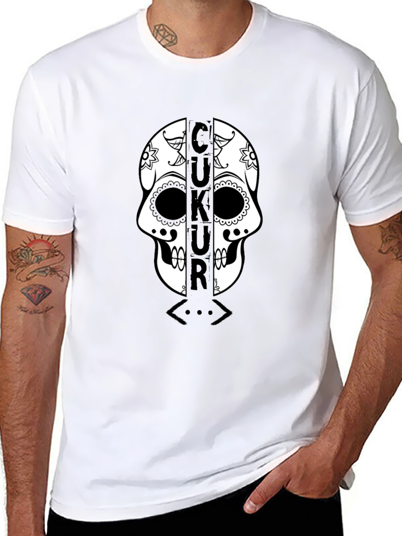 Black Çukur Skull T-Shirt - Black Graphic Tee view 8