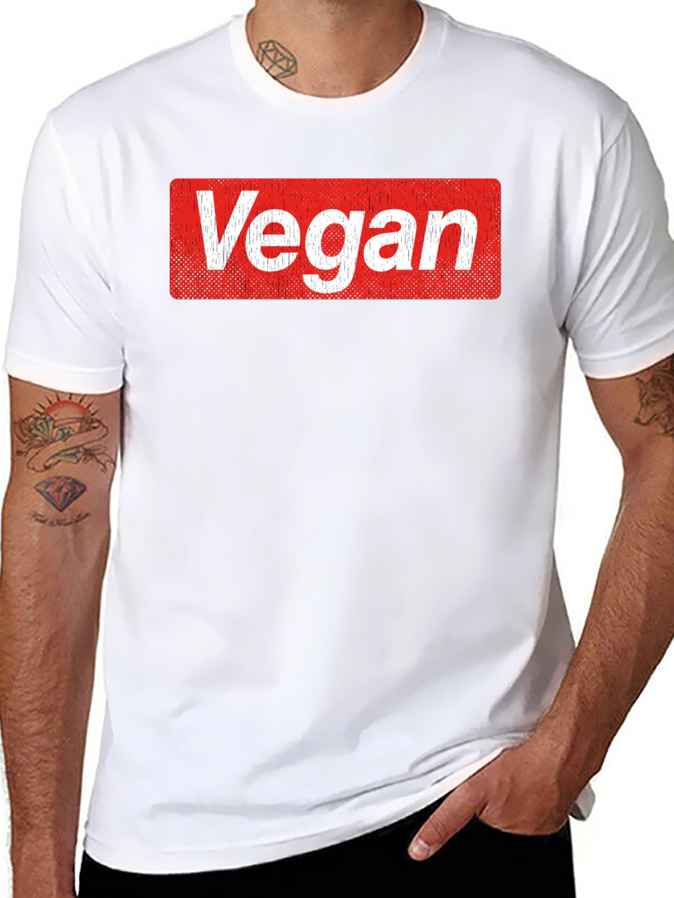 Black Vegan Logo T-Shirt - Soft Cotton Blend Casual Tee view 8