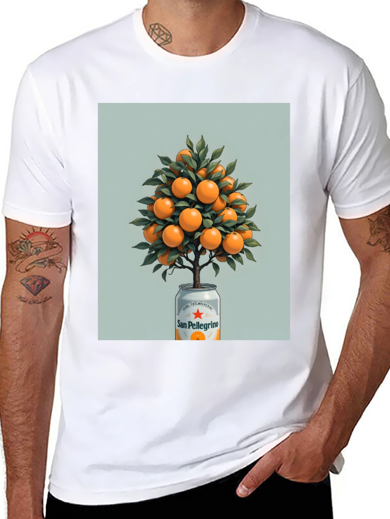 Black San Pellegrino Orange Tree Graphic Tee view 8