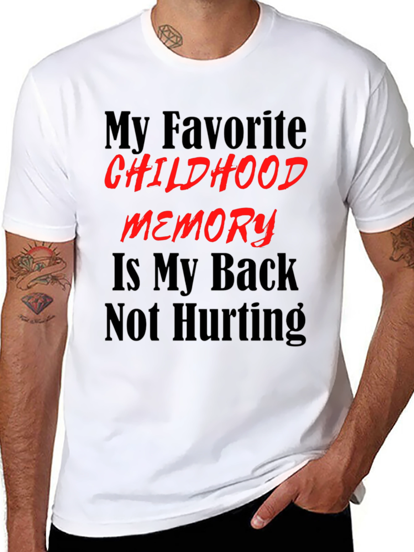 Black Funny Back Pain T-Shirt - My Favorite Childhood Memory view 8