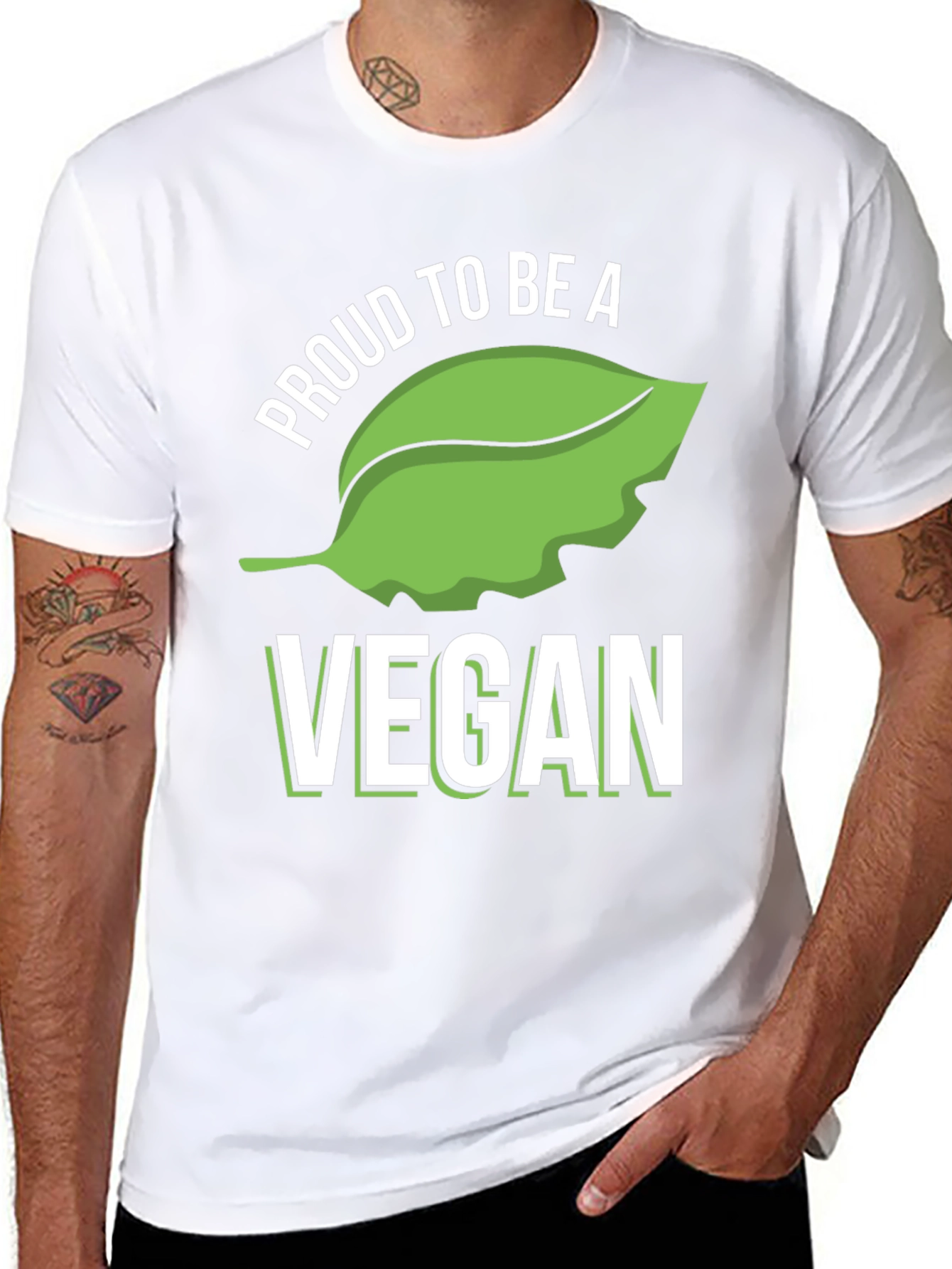 Black Proud Vegan T-Shirt - Black Cotton Blend view 8