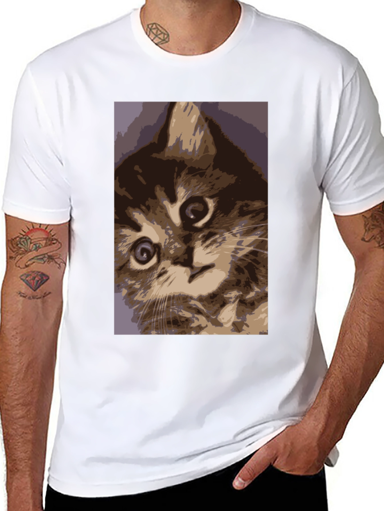 Black Curious Kitten Graphic Tee - Soft Cotton Comfort view 8