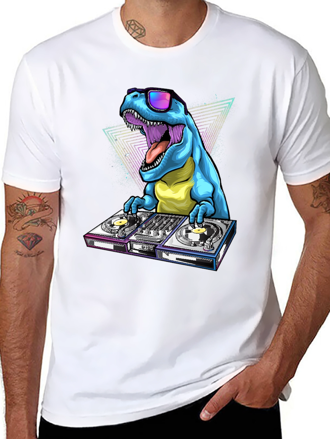 Black DJ Dinosaur Graphic Tee view 8