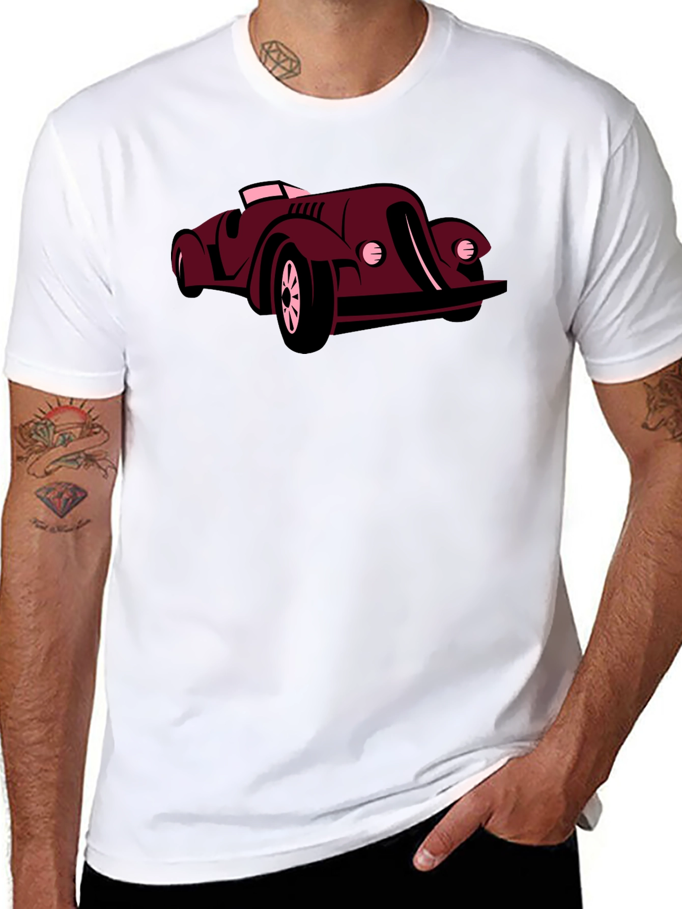 Black Vintage Car Graphic Tee - Retro Style view 8