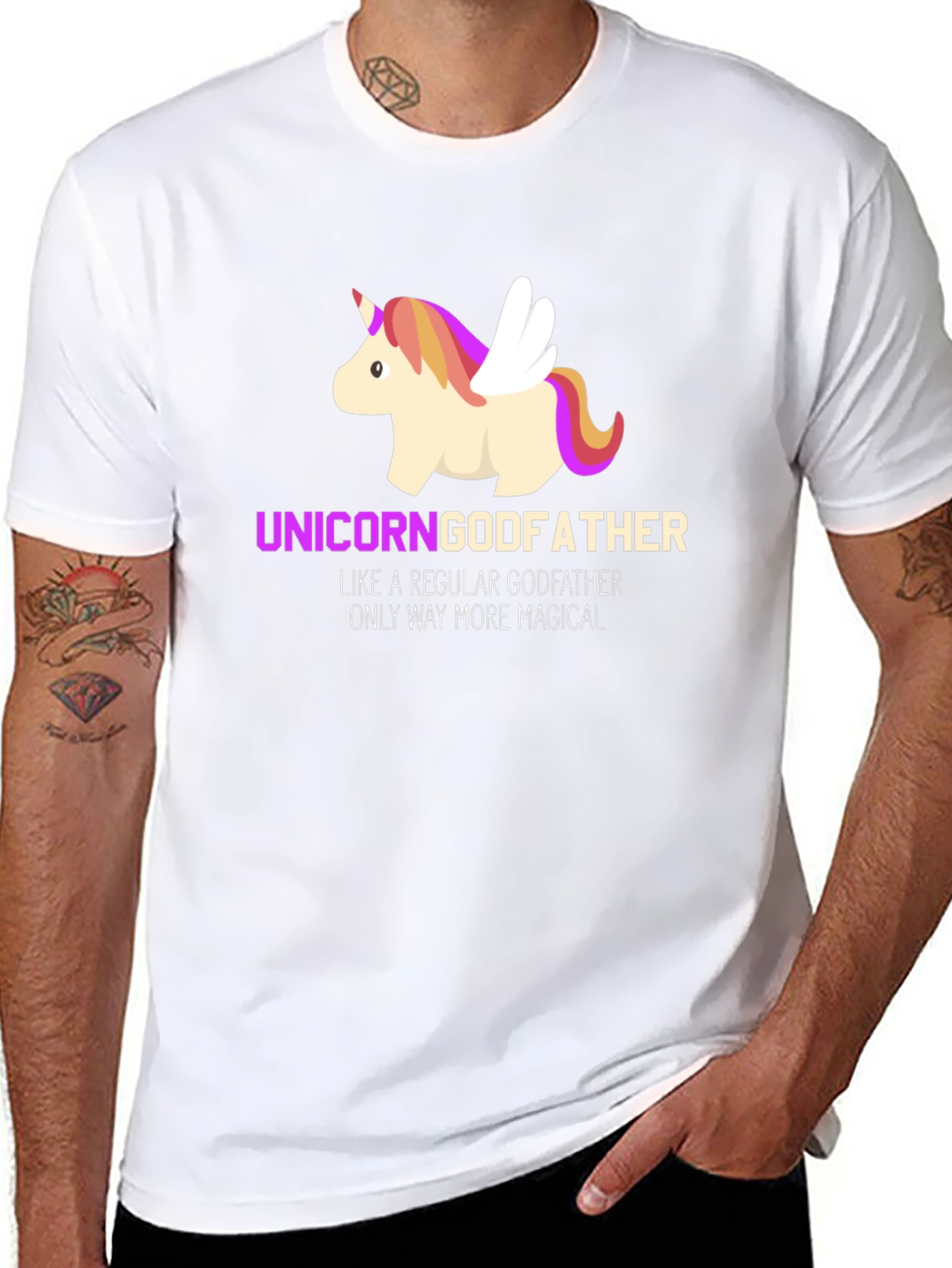 Black Unicorn Godfather T-Shirt - Magical Father's Day Gift view 8