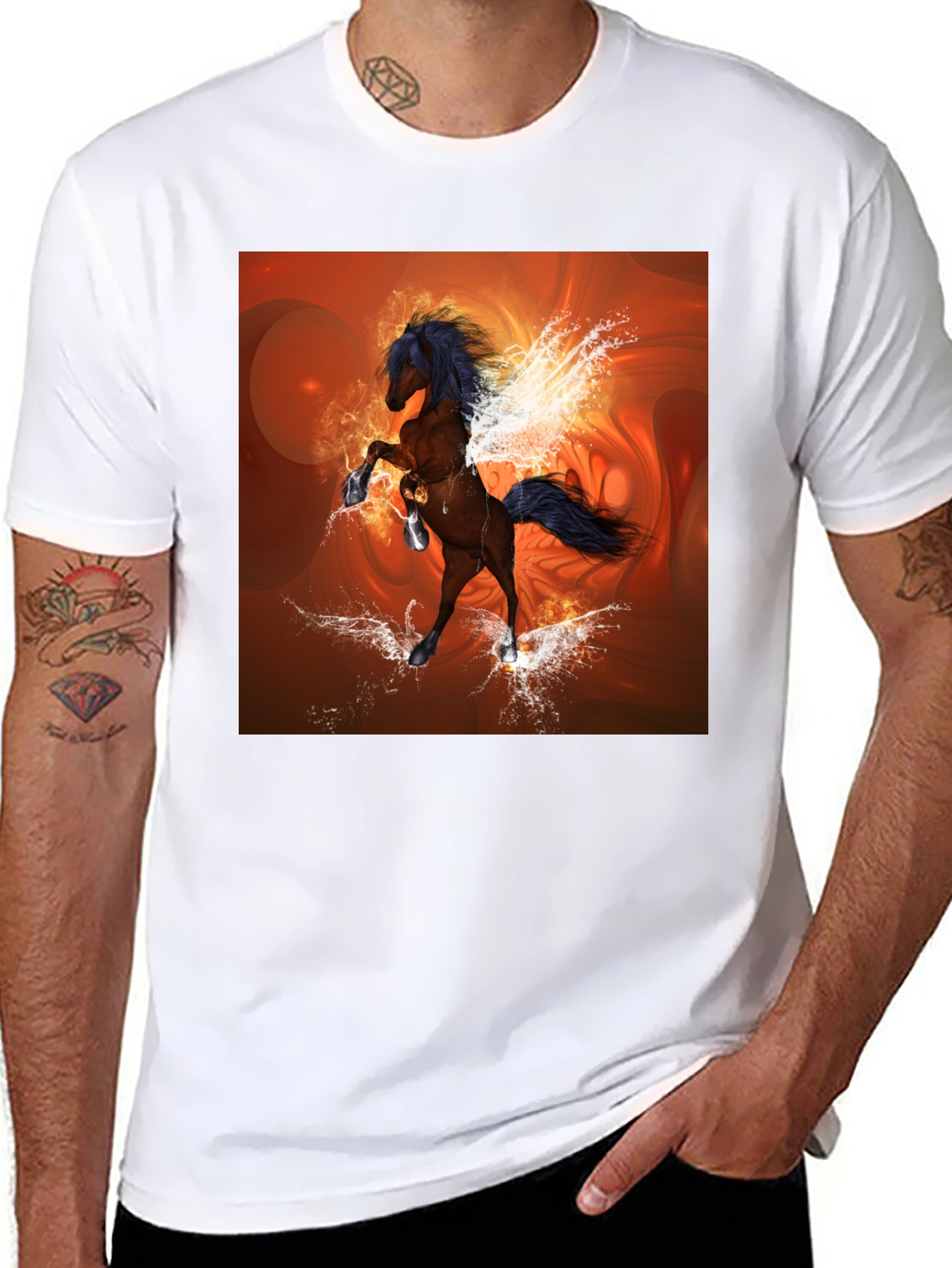 Black Fantasy Horse Graphic Black T-Shirt view 8