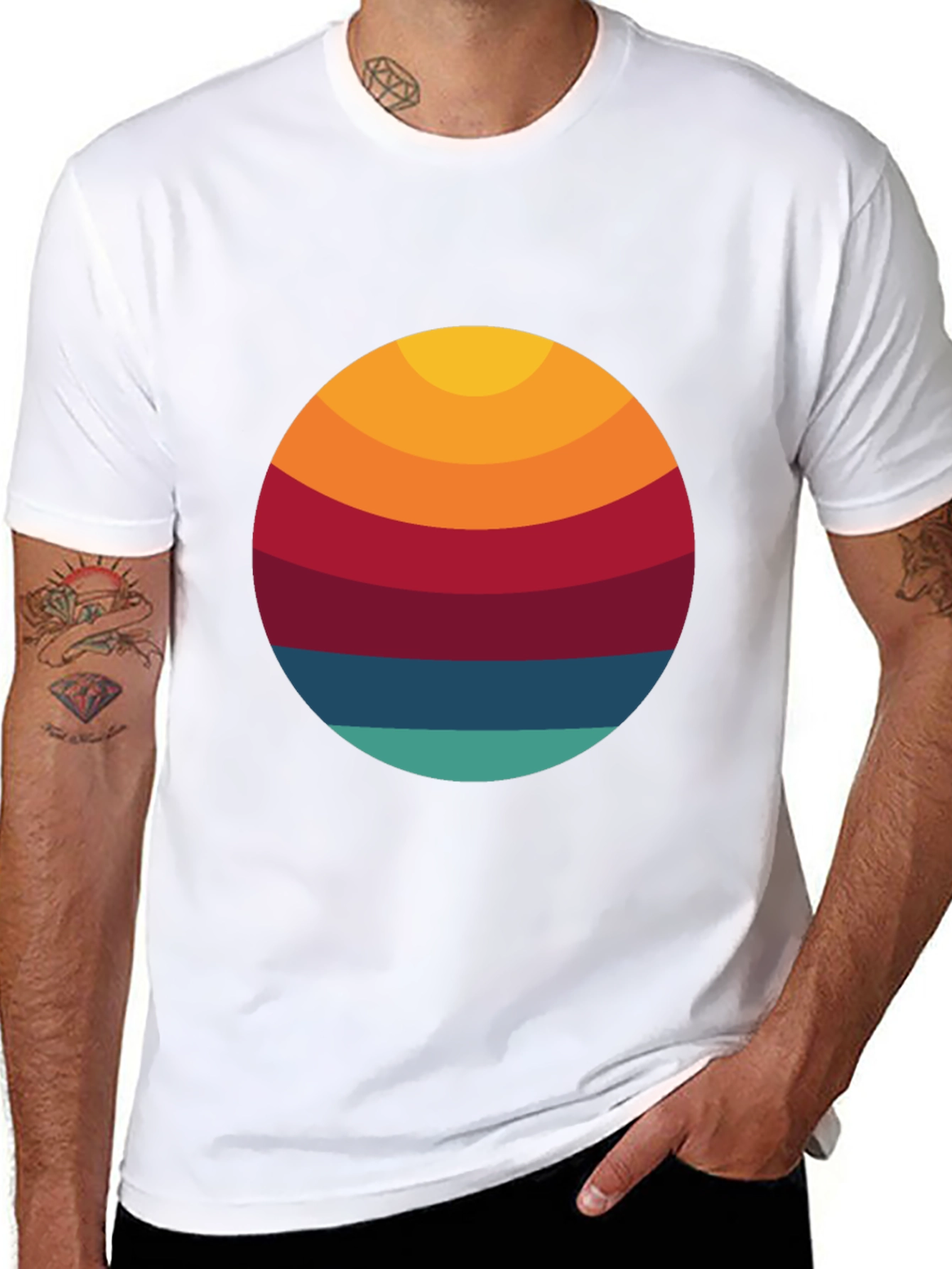 Black Retro Sunset Graphic T-Shirt - Vintage Style Tee view 8