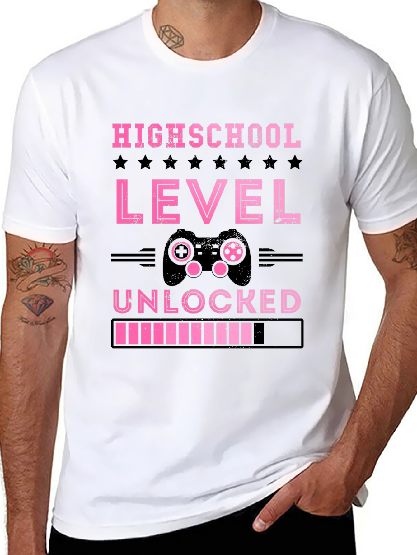 Black Highschool Level Unlocked Gamer T-Shirt view 8