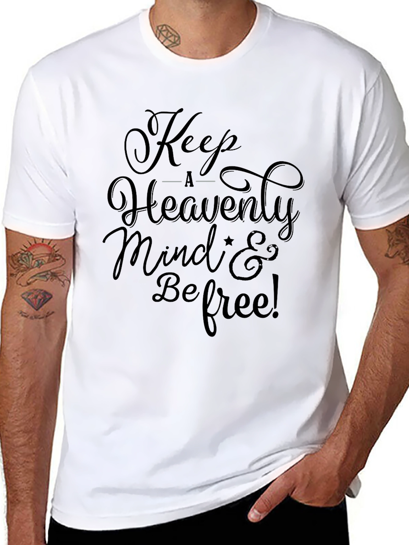 Black Keep A Heavenly Mind Graphic Tee - Black view 8