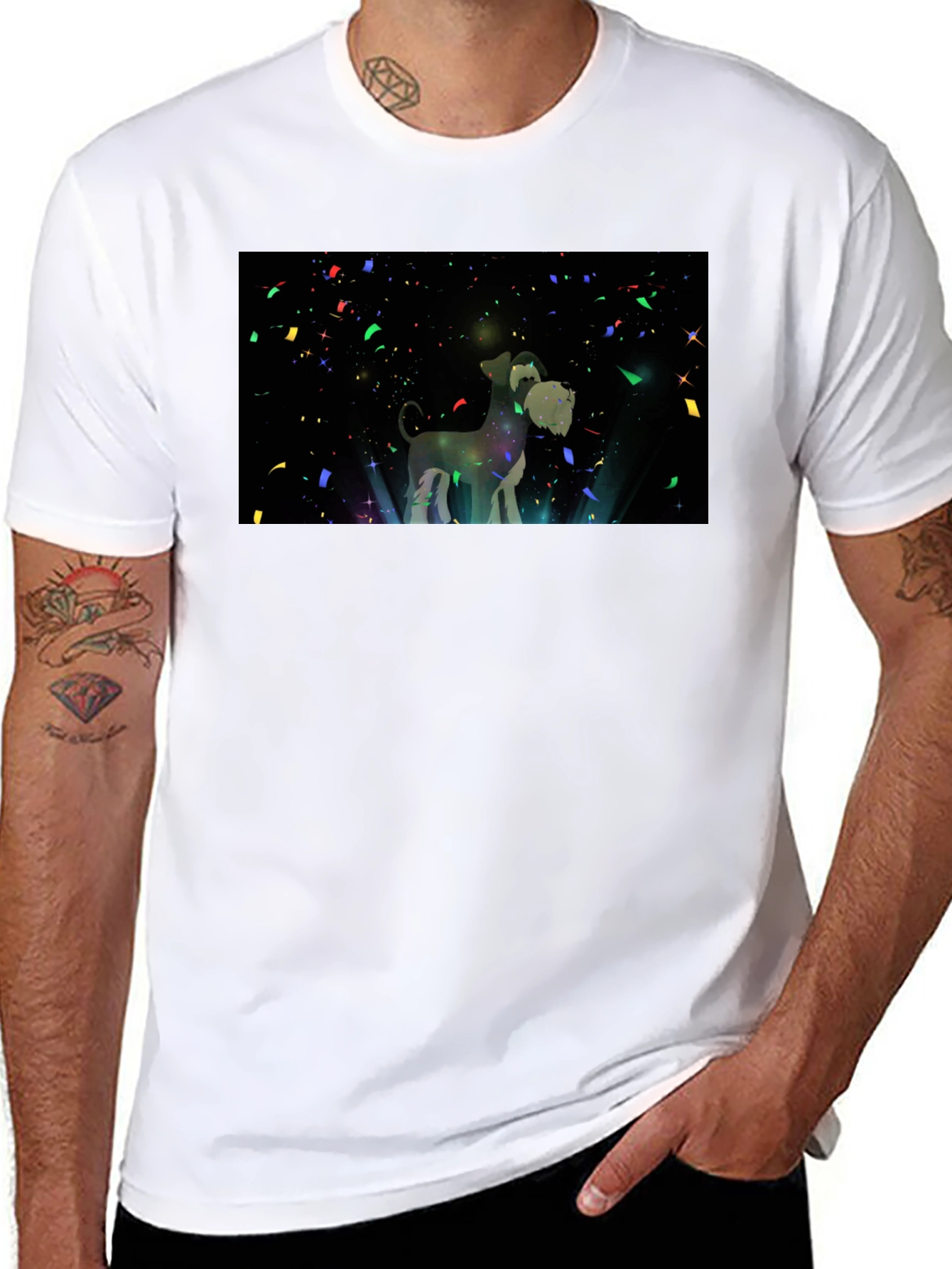 Black Dog Lover's Starry Night T-Shirt view 8