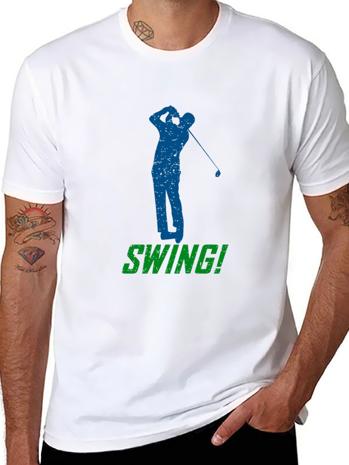 Black Golf Swing T-Shirt - Black Golfer Tee view 8