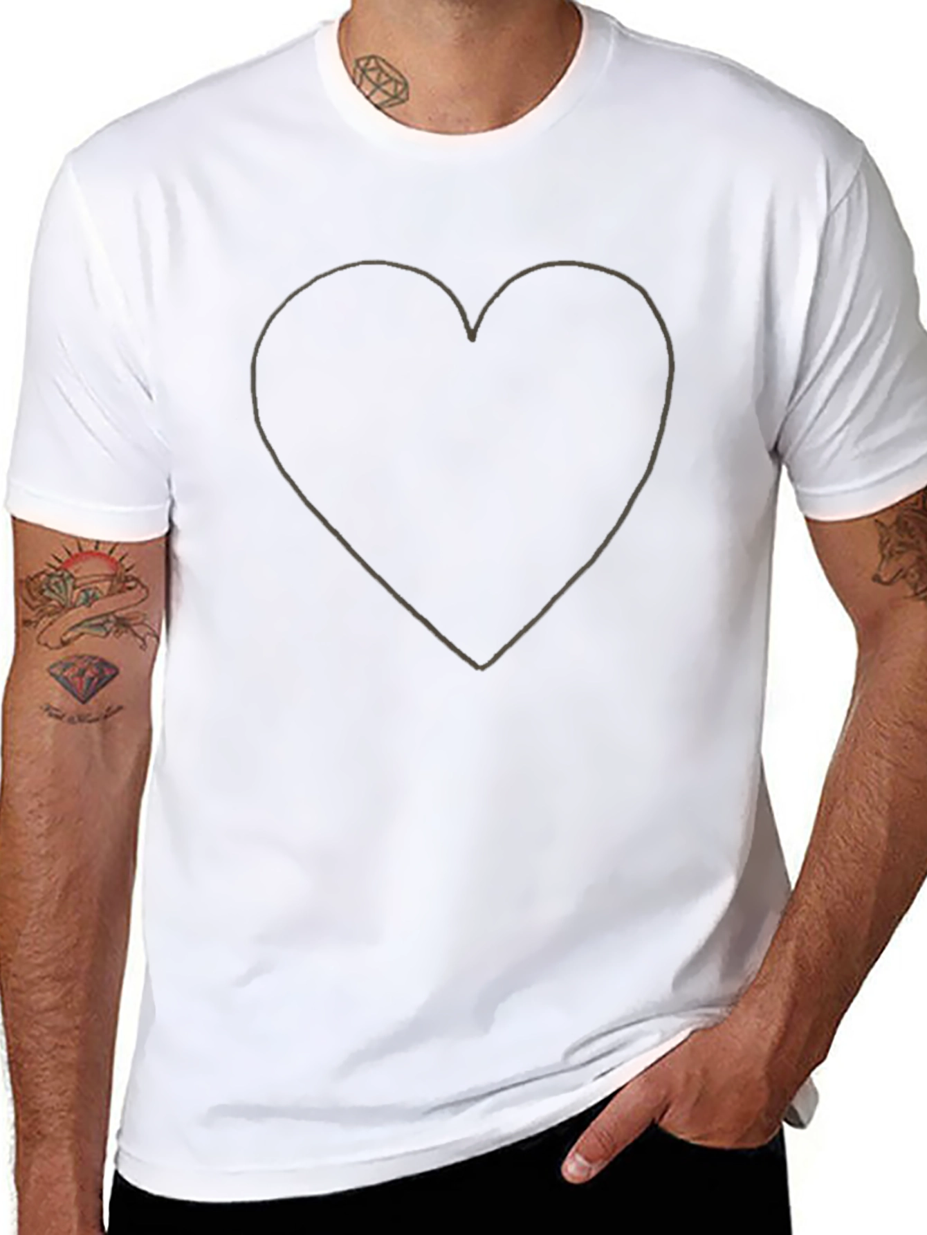 Black Heart Outline Graphic Tee - Black view 8