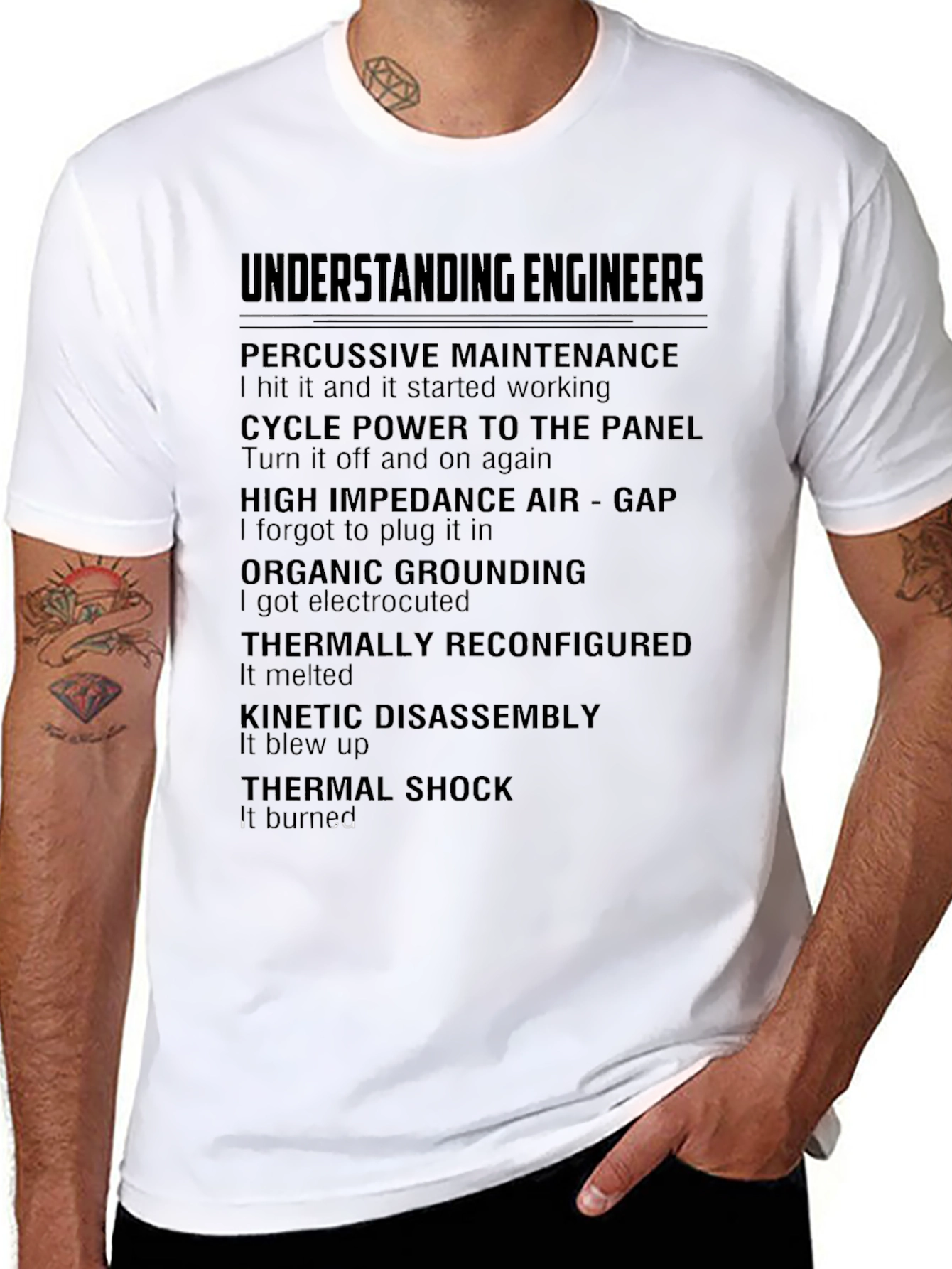 Black Engineer Humor Graphic Tee - Percussive Maintenance view 8