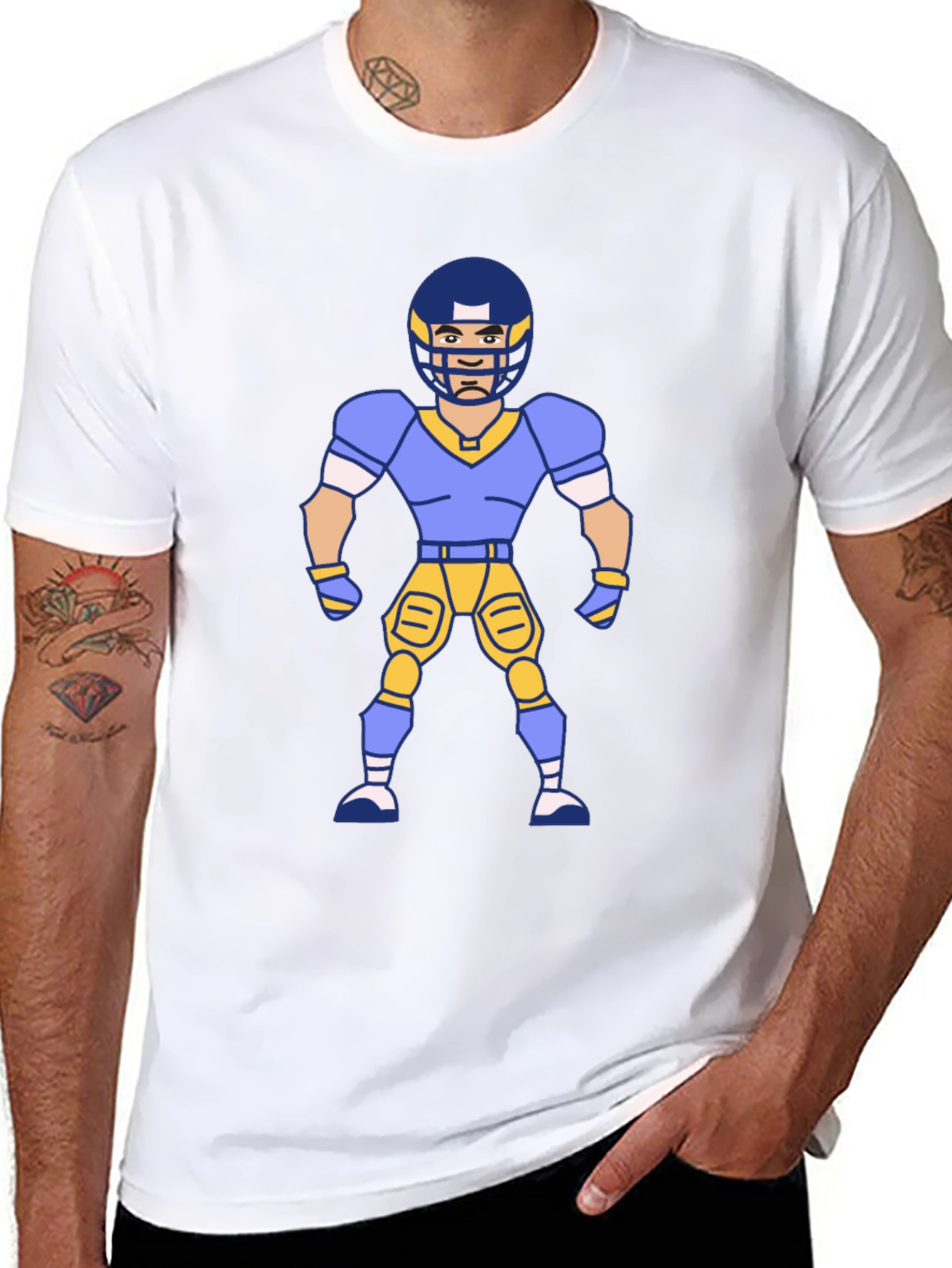 Black Cartoon Football Player Graphic T-Shirt view 8
