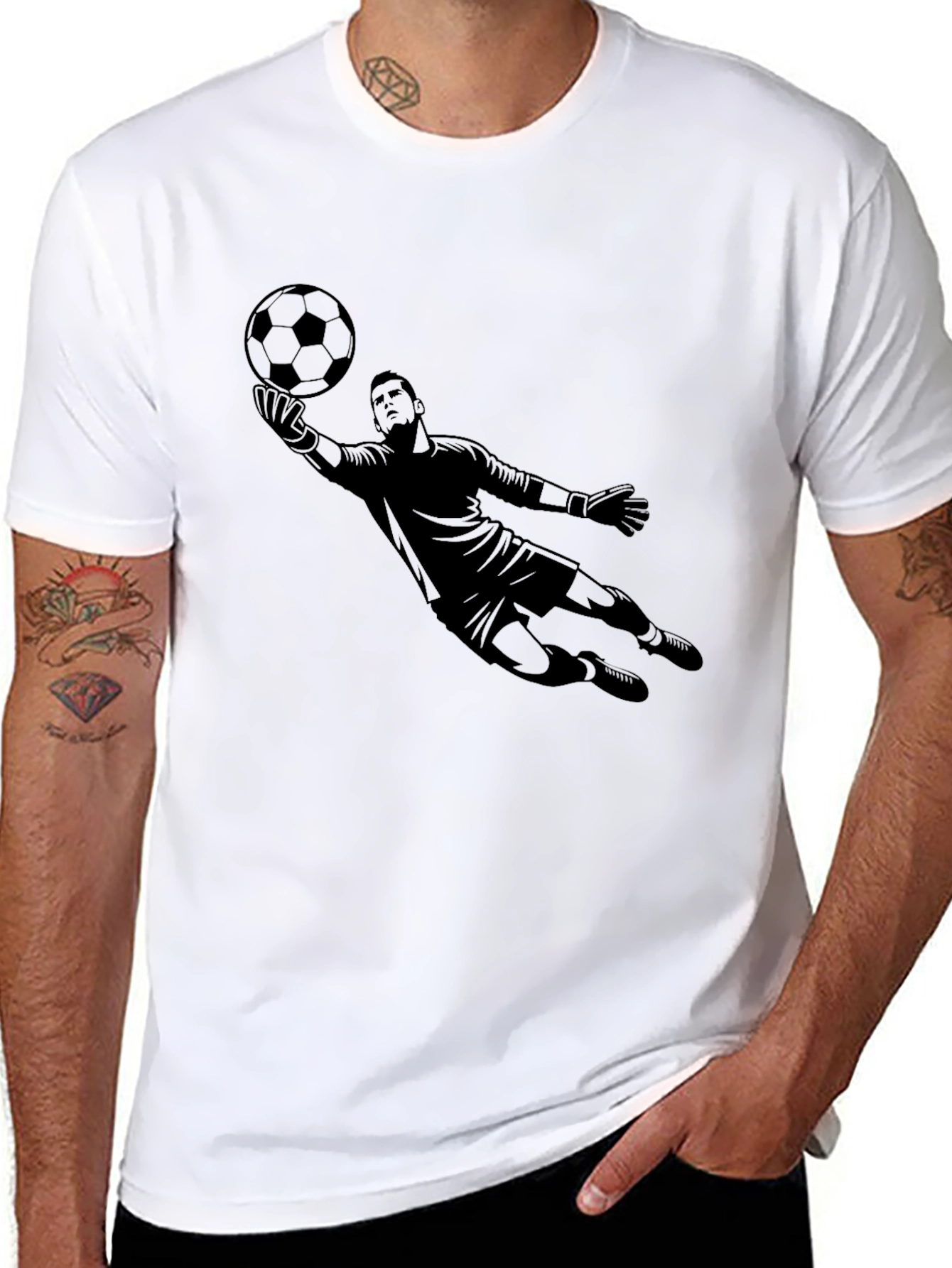 Black Goalie Dive Graphic Tee - Soccer Fan Shirt view 8